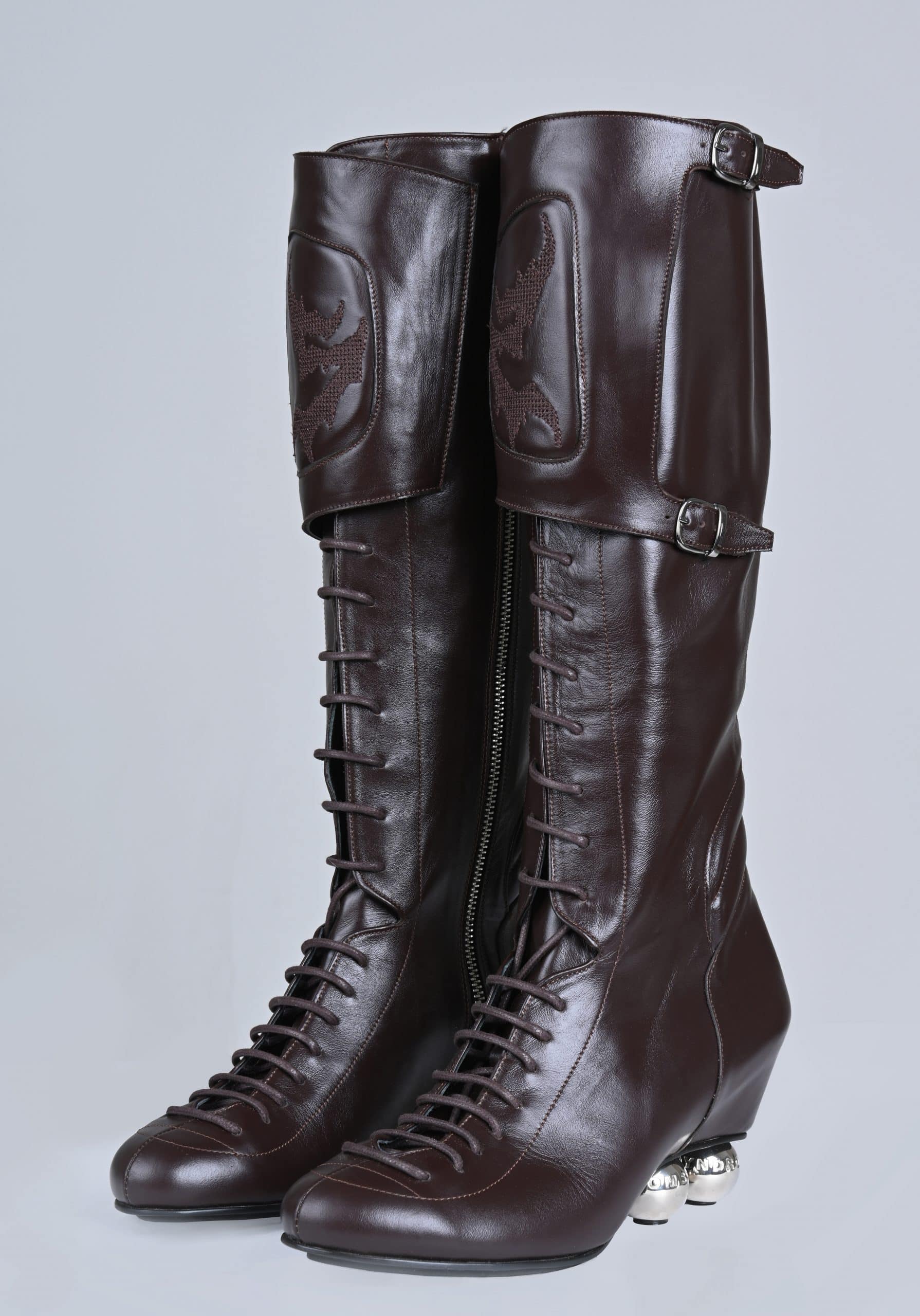 Brown knee high- roller boots