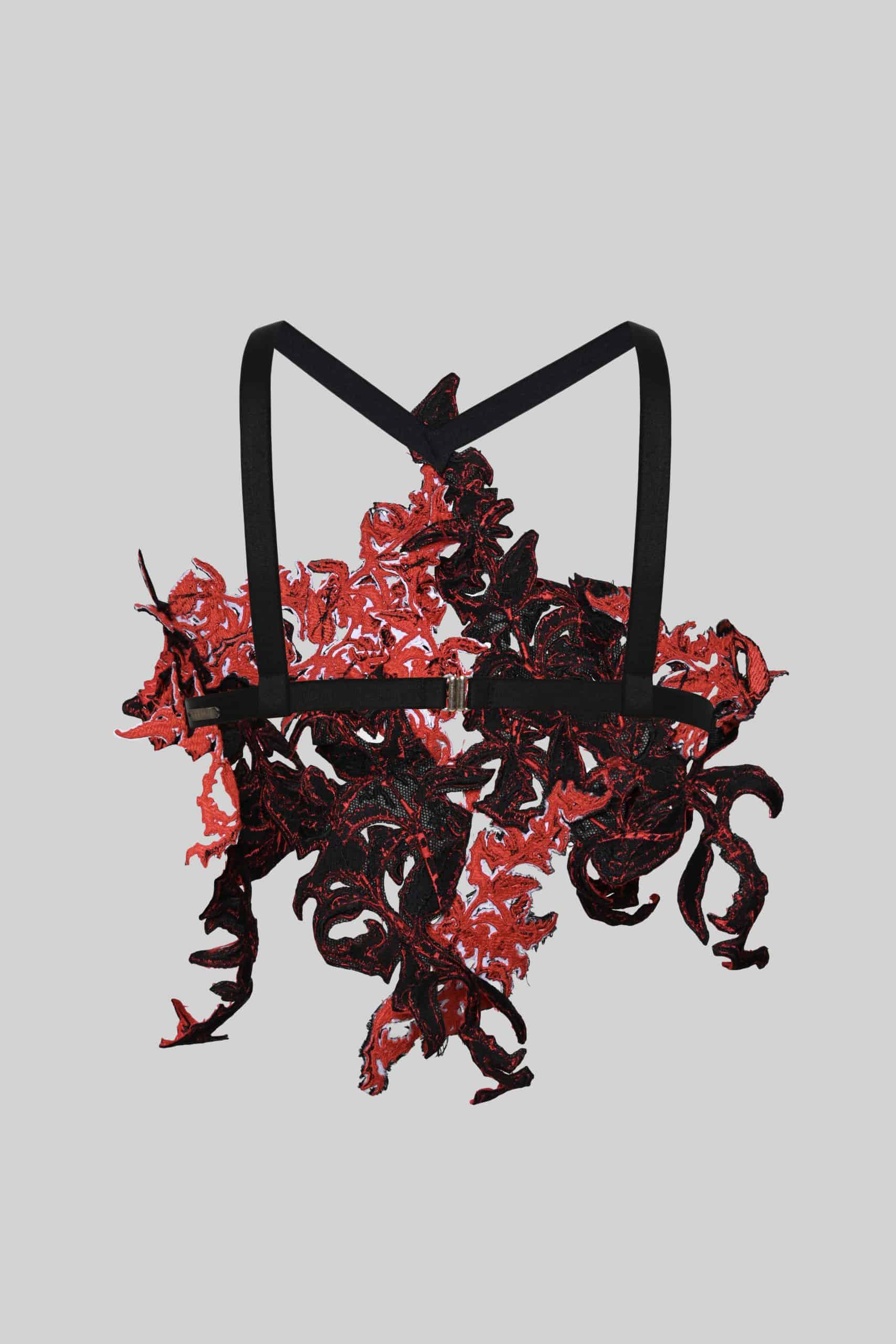 Symbolic red apron corset