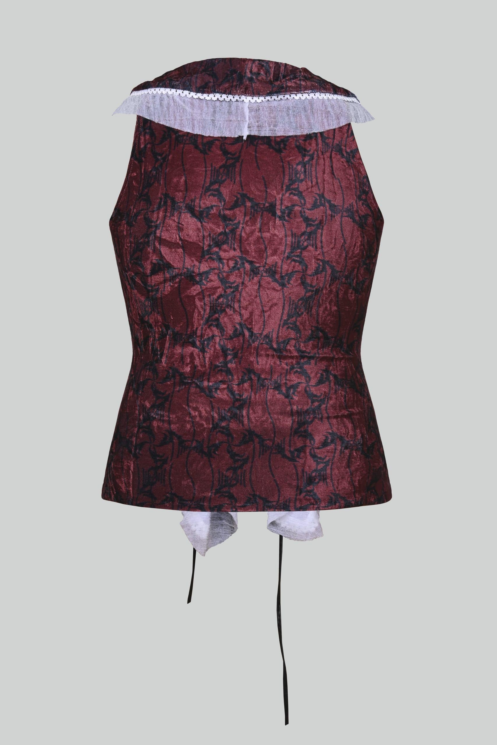 Lace up red blouse