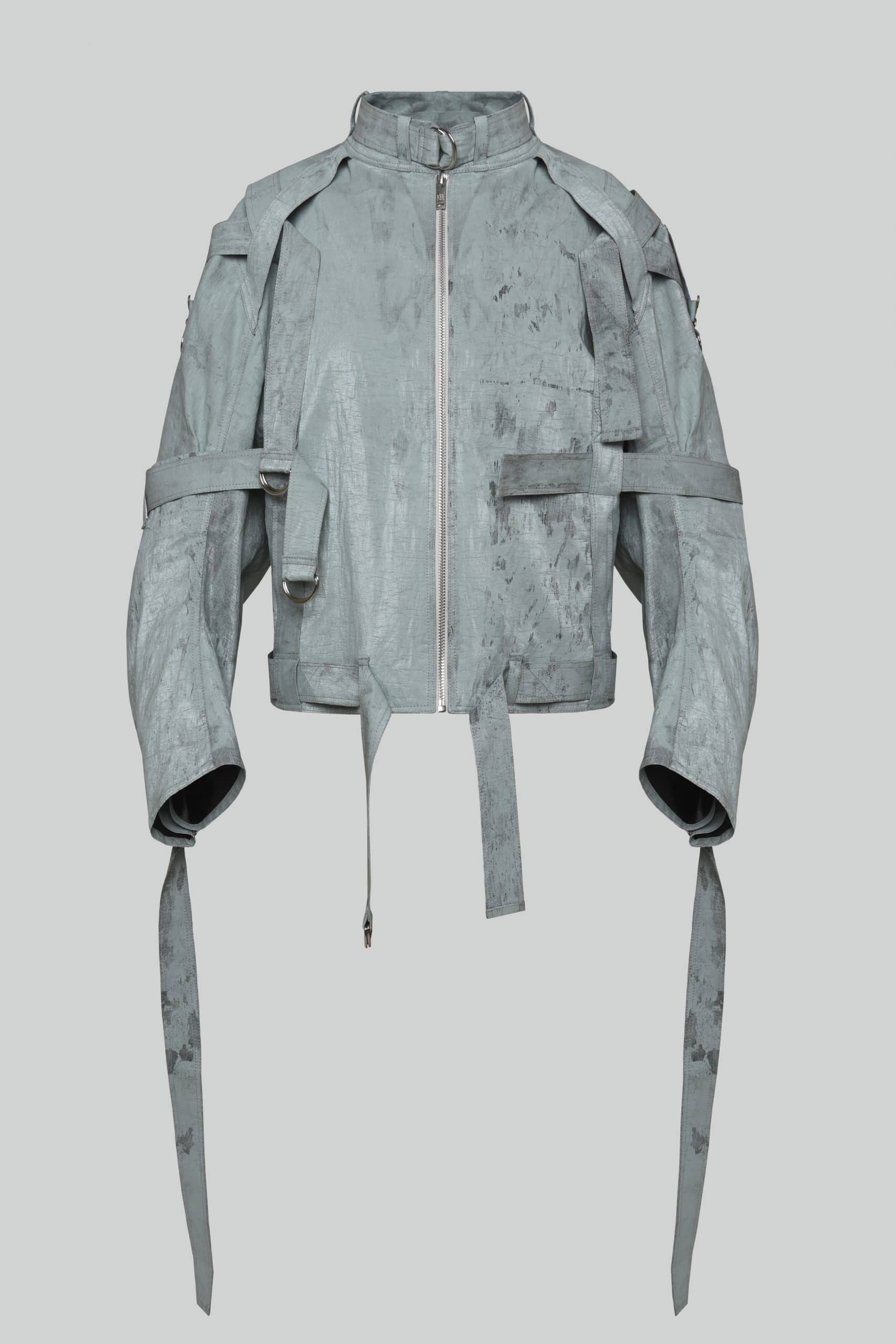 Sky blue tied up jacket