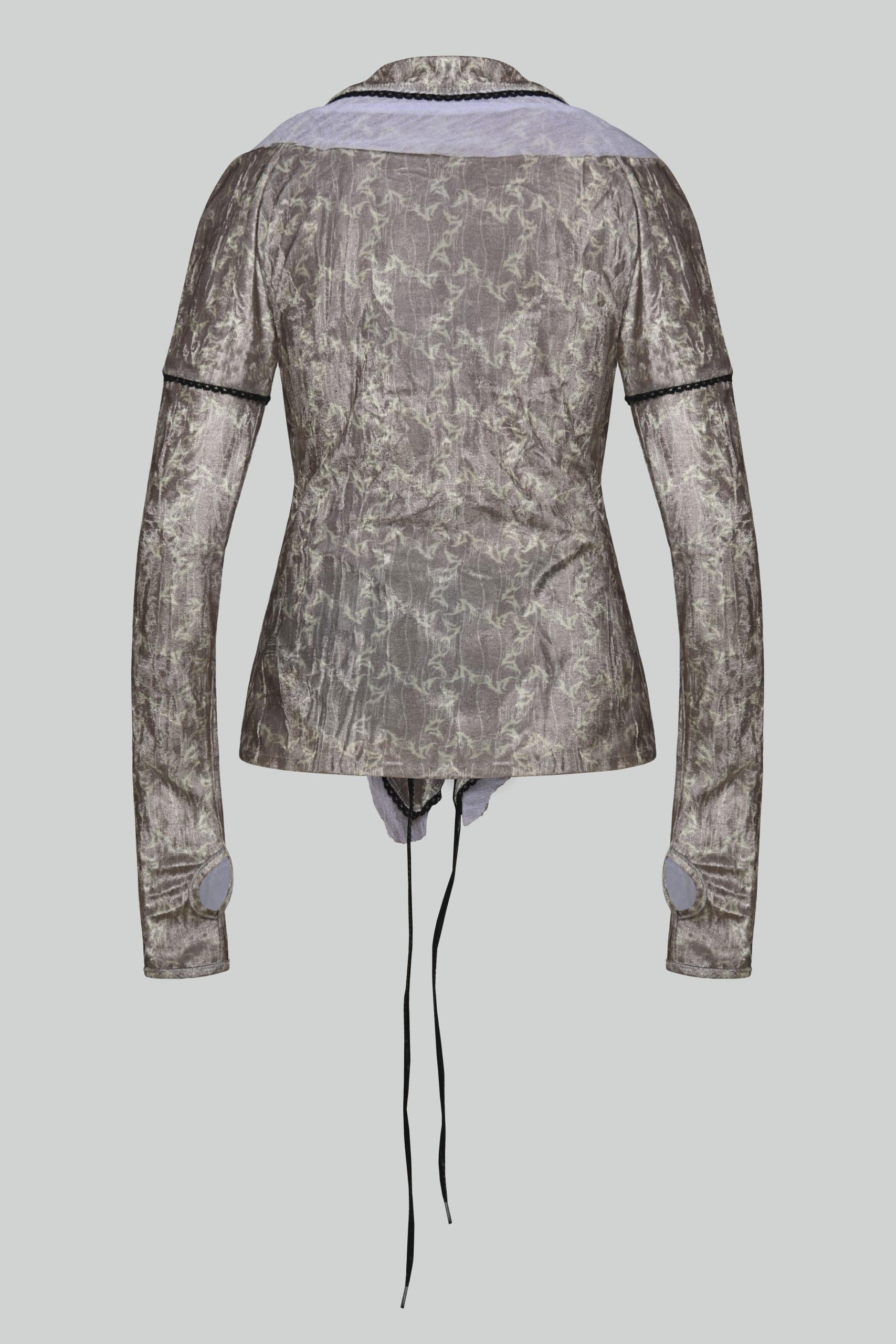 Lace up symbolic beige blouse