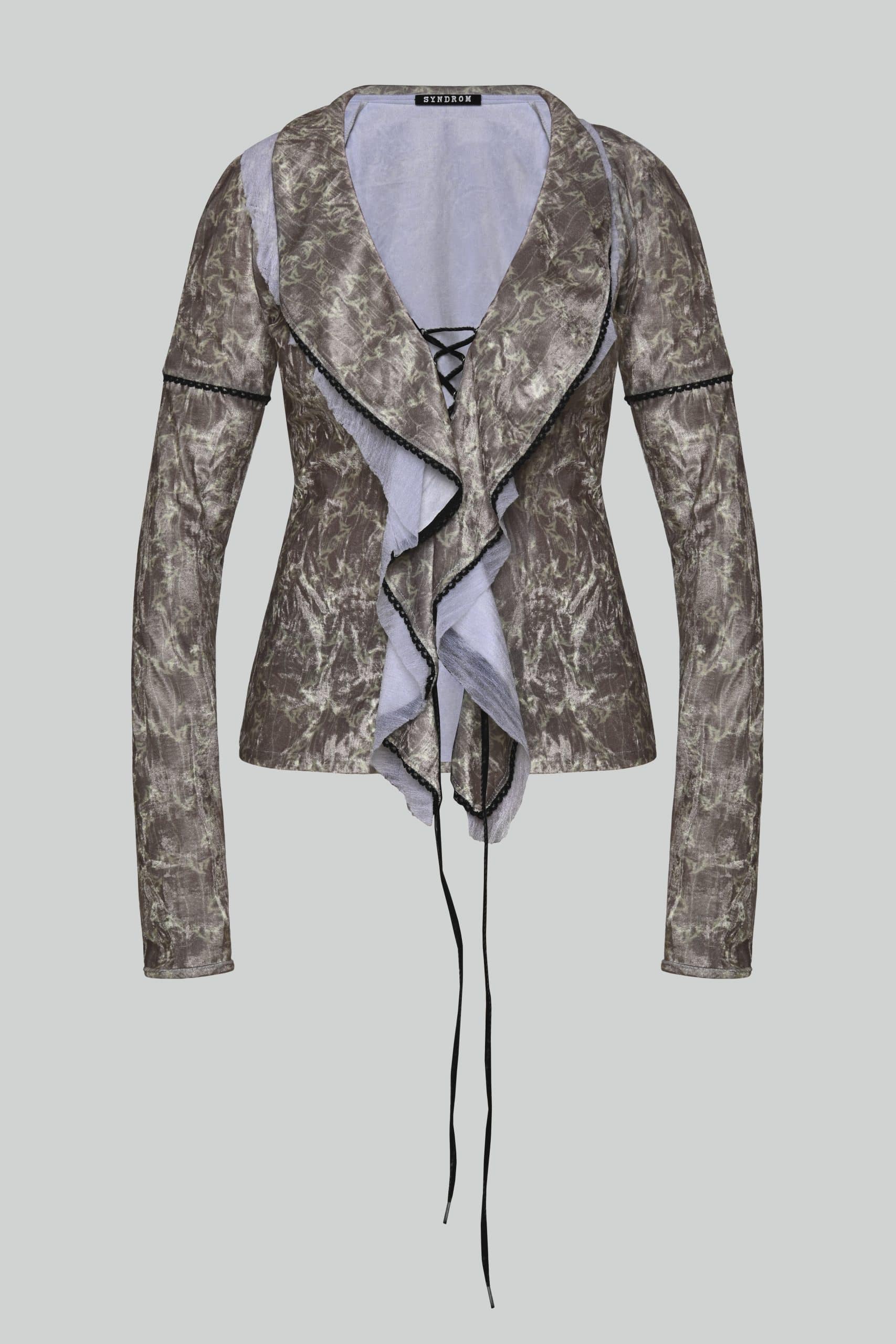 Lace up symbolic beige blouse