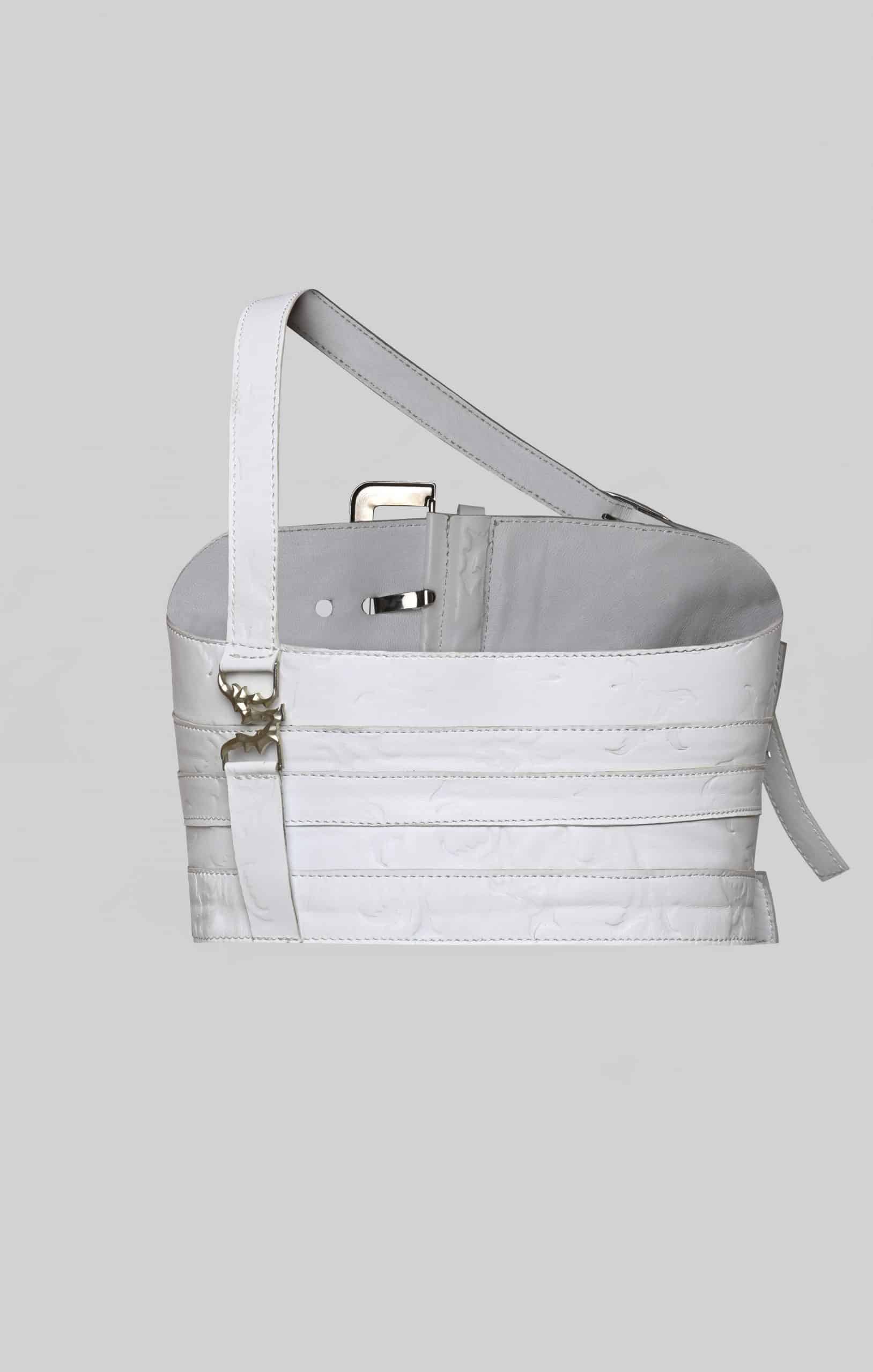 Belt white leather corset