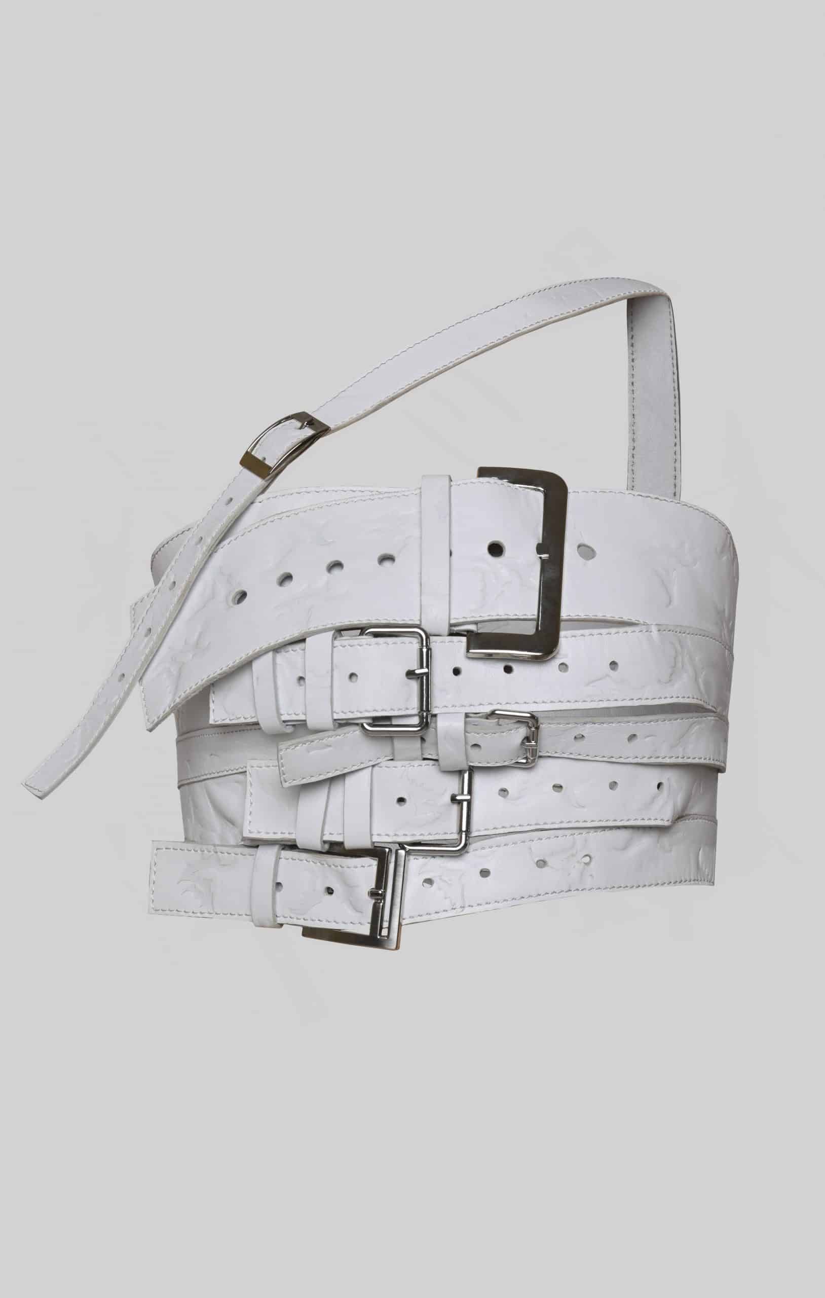 Belt white leather corset