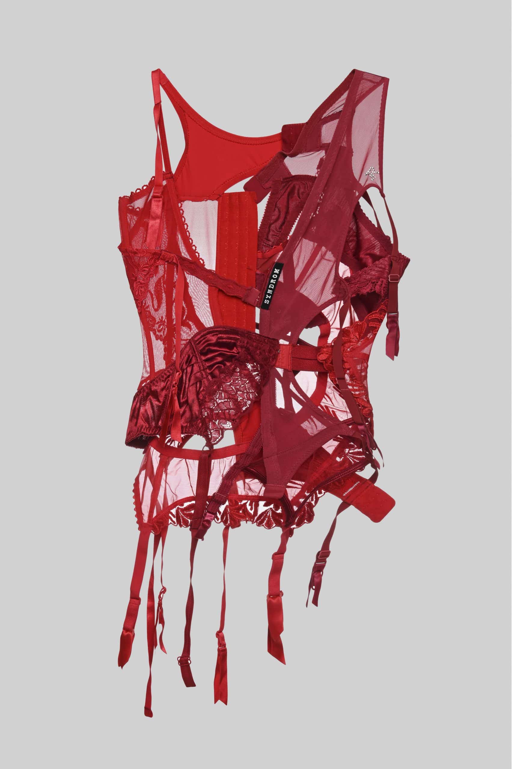 Deconstructed red bra top