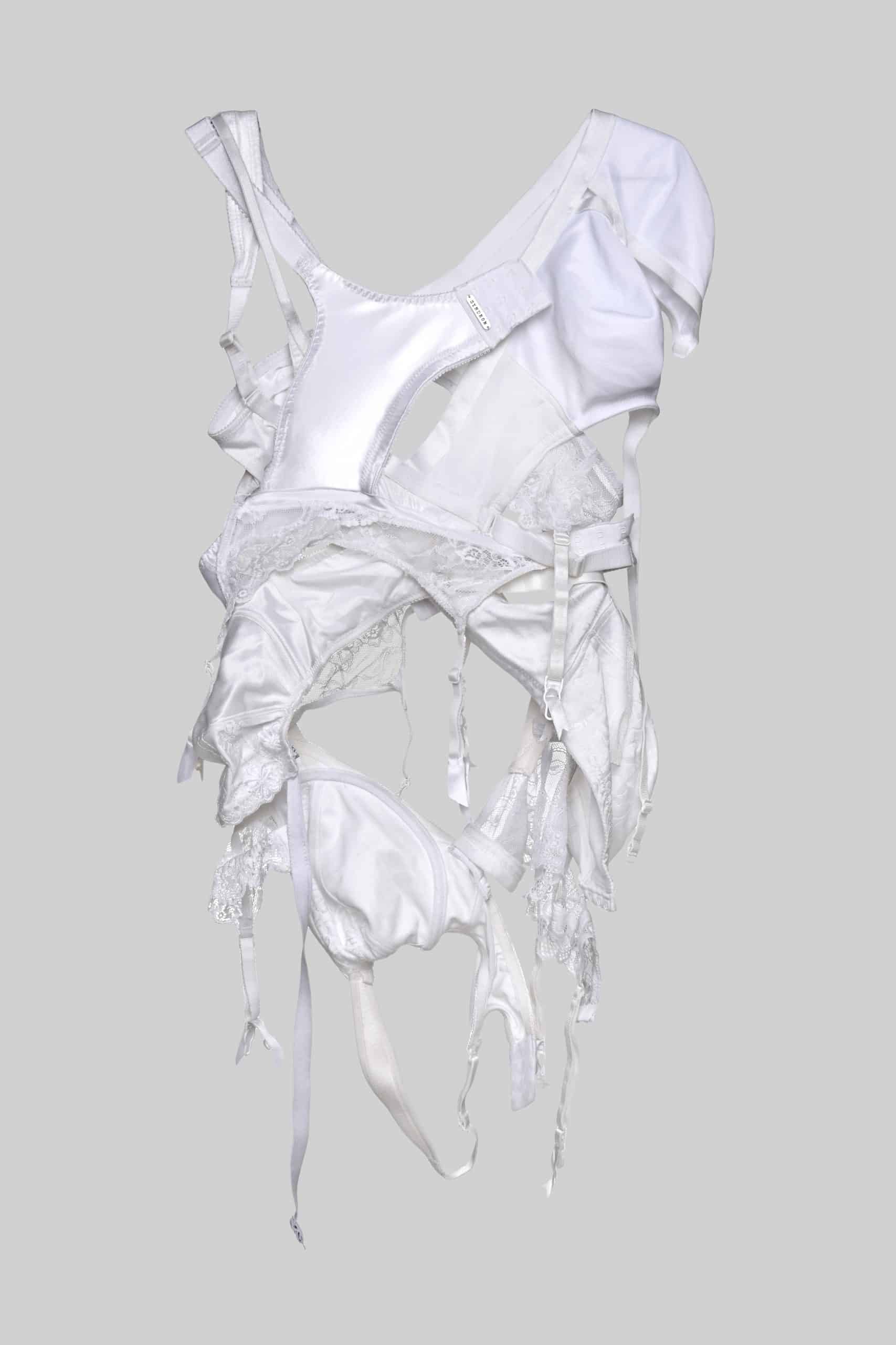 Deconstructed white bra top