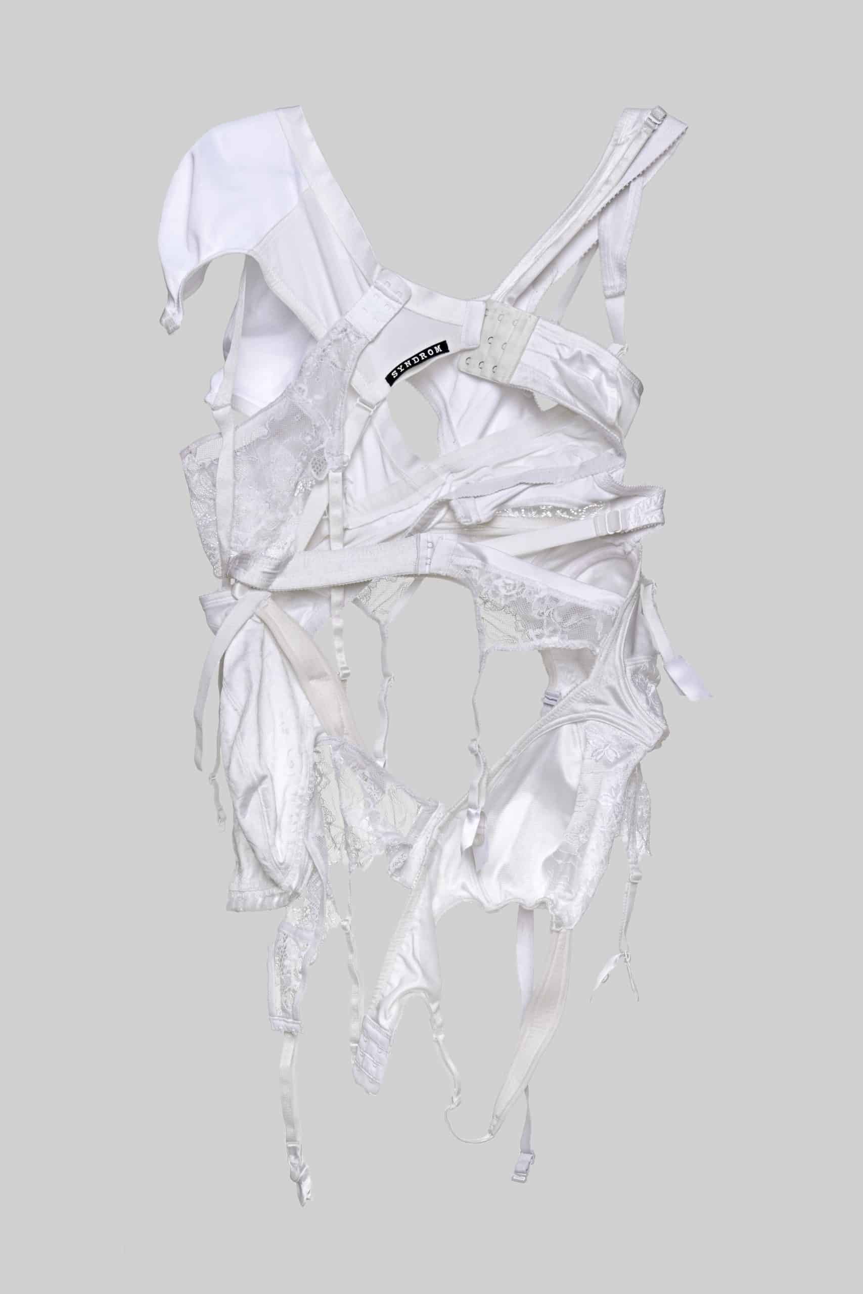Deconstructed white bra top