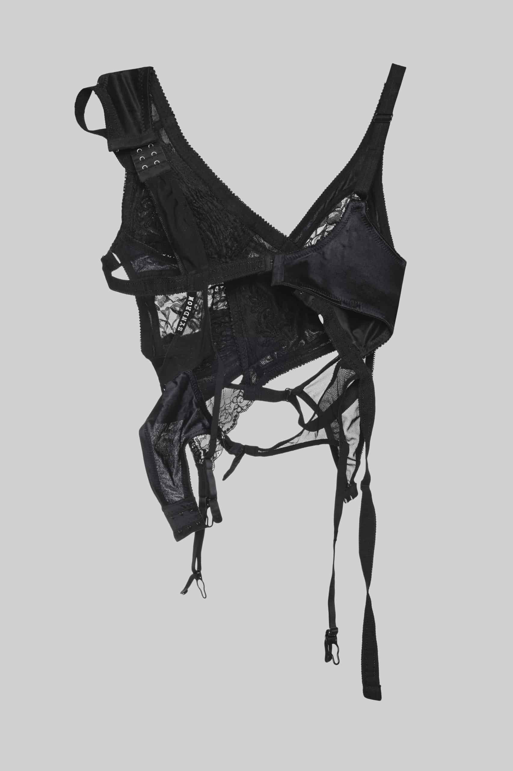 Deconstructed black bra top