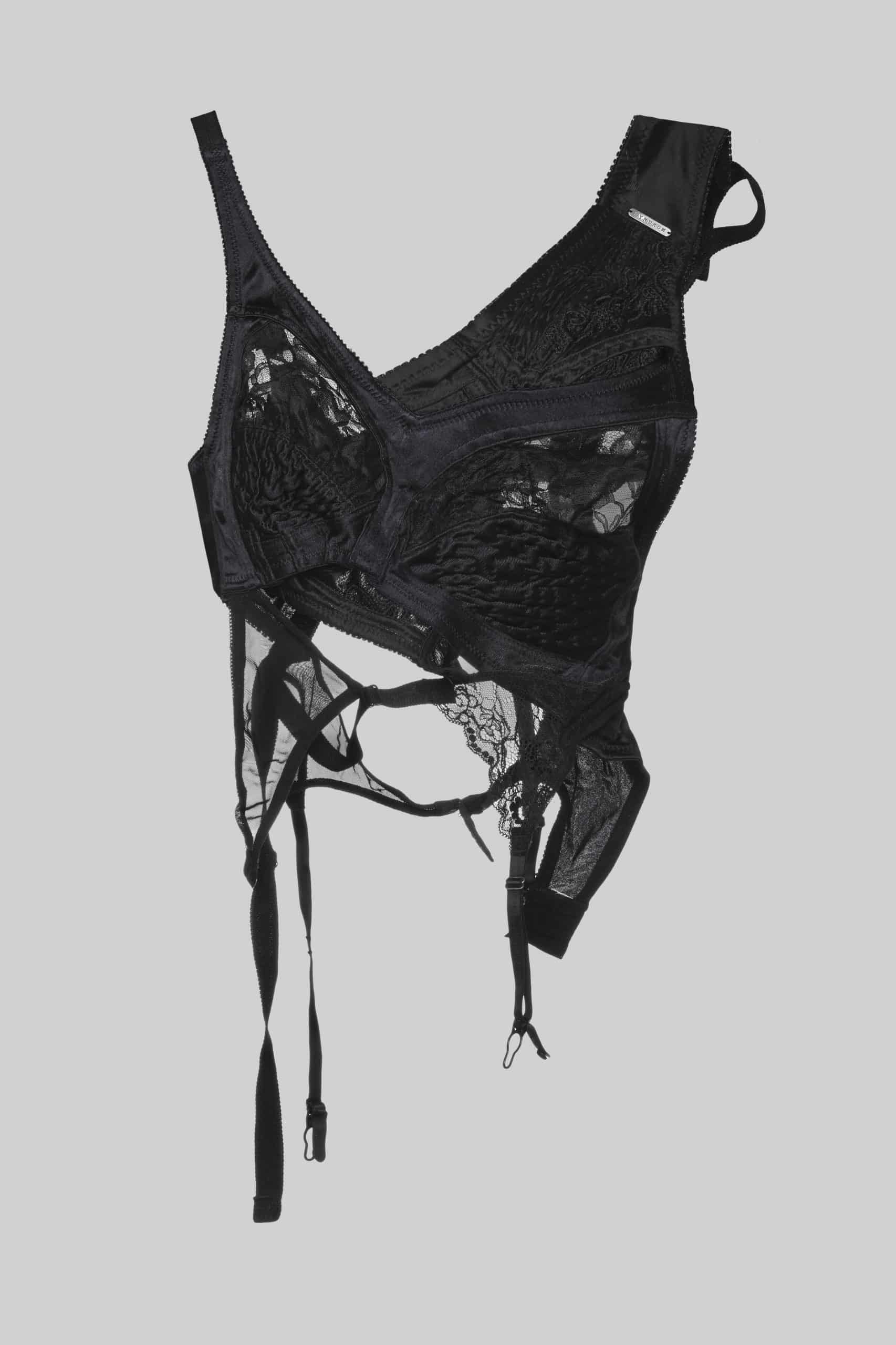 Deconstructed black bra top