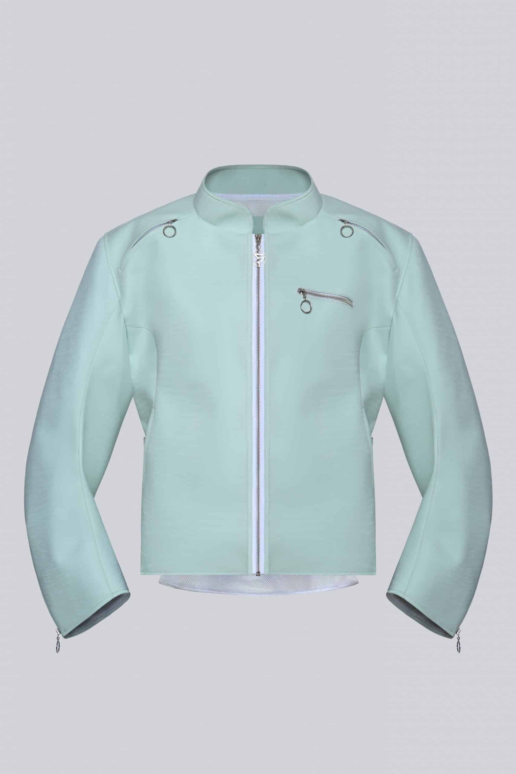 Baby blue vegan jacket