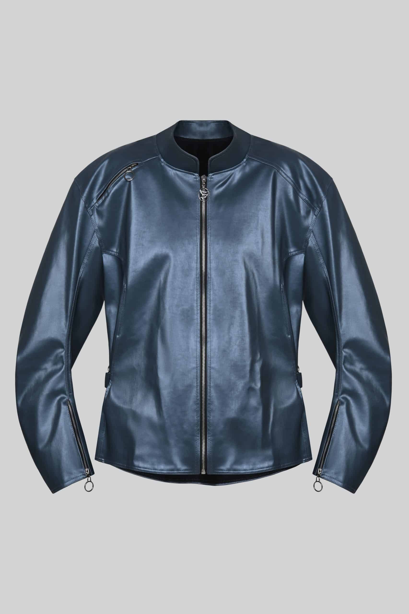 Dark blue vegan jacket