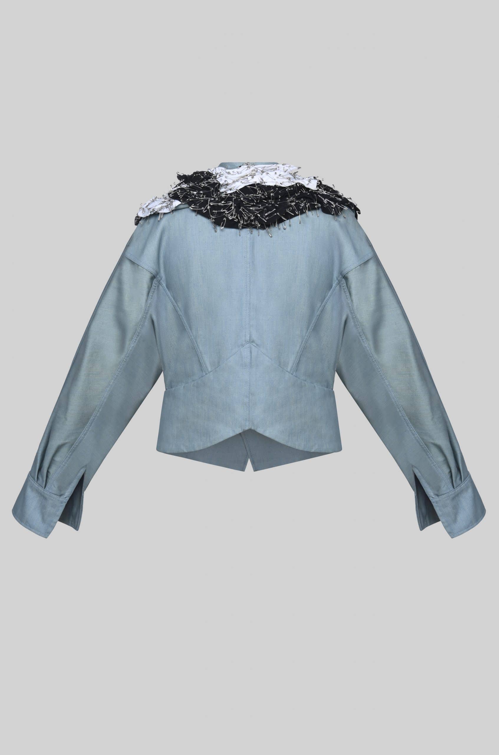Pin collar denim jacket