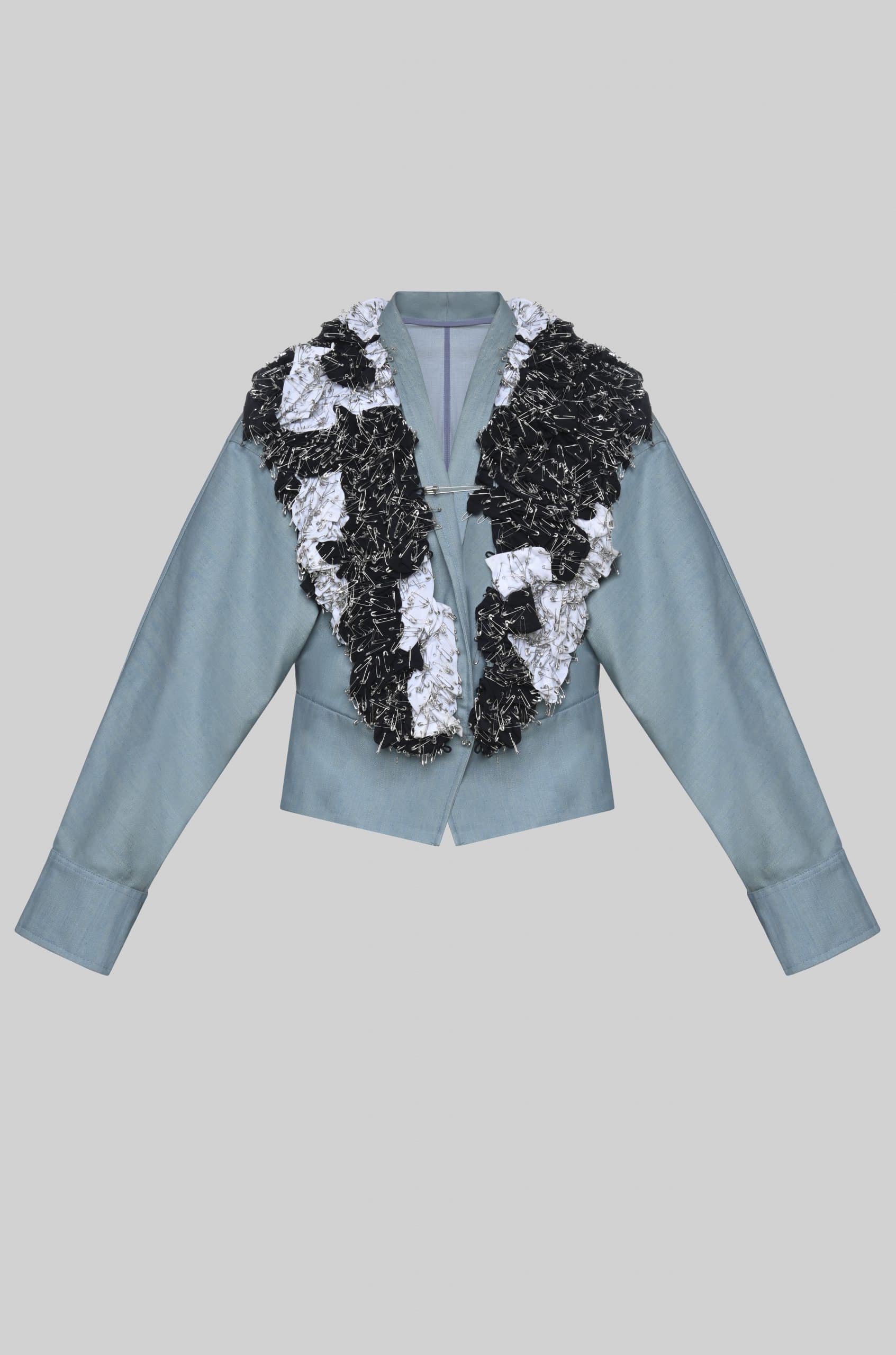 Pin collar denim jacket