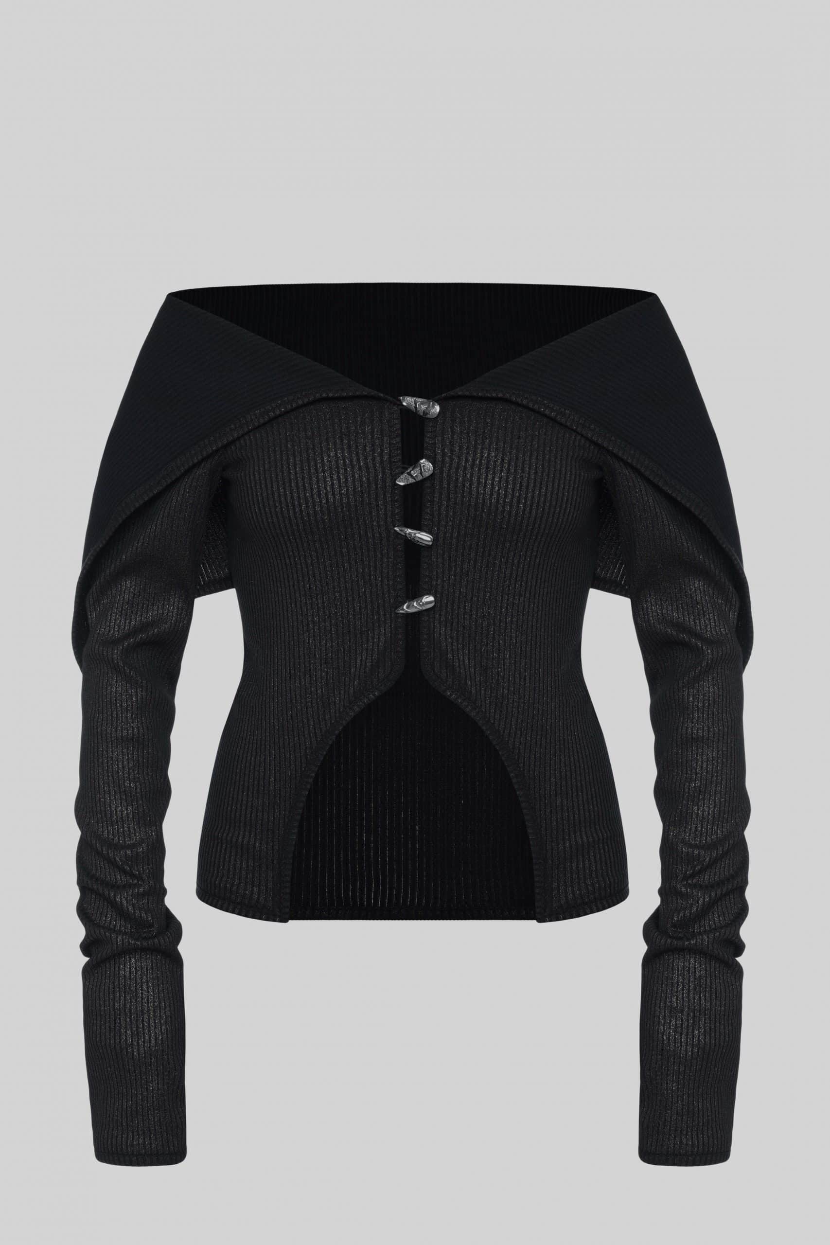 Black nail button cardigan