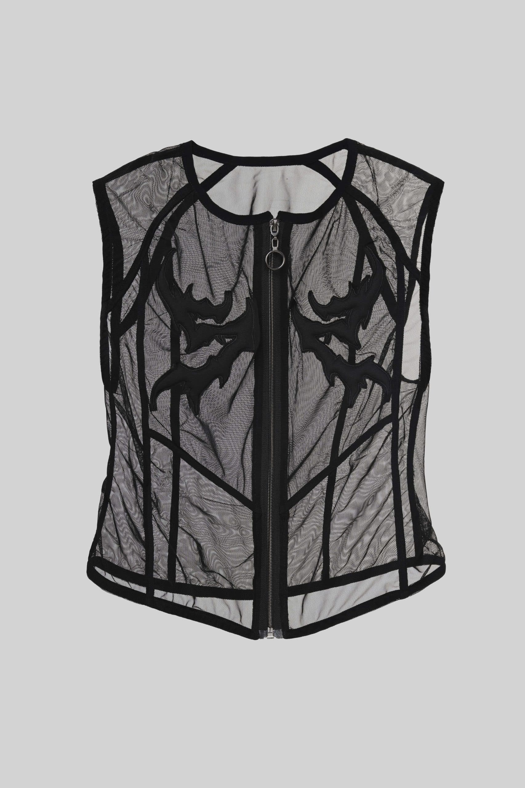 Sheer black vest blouse