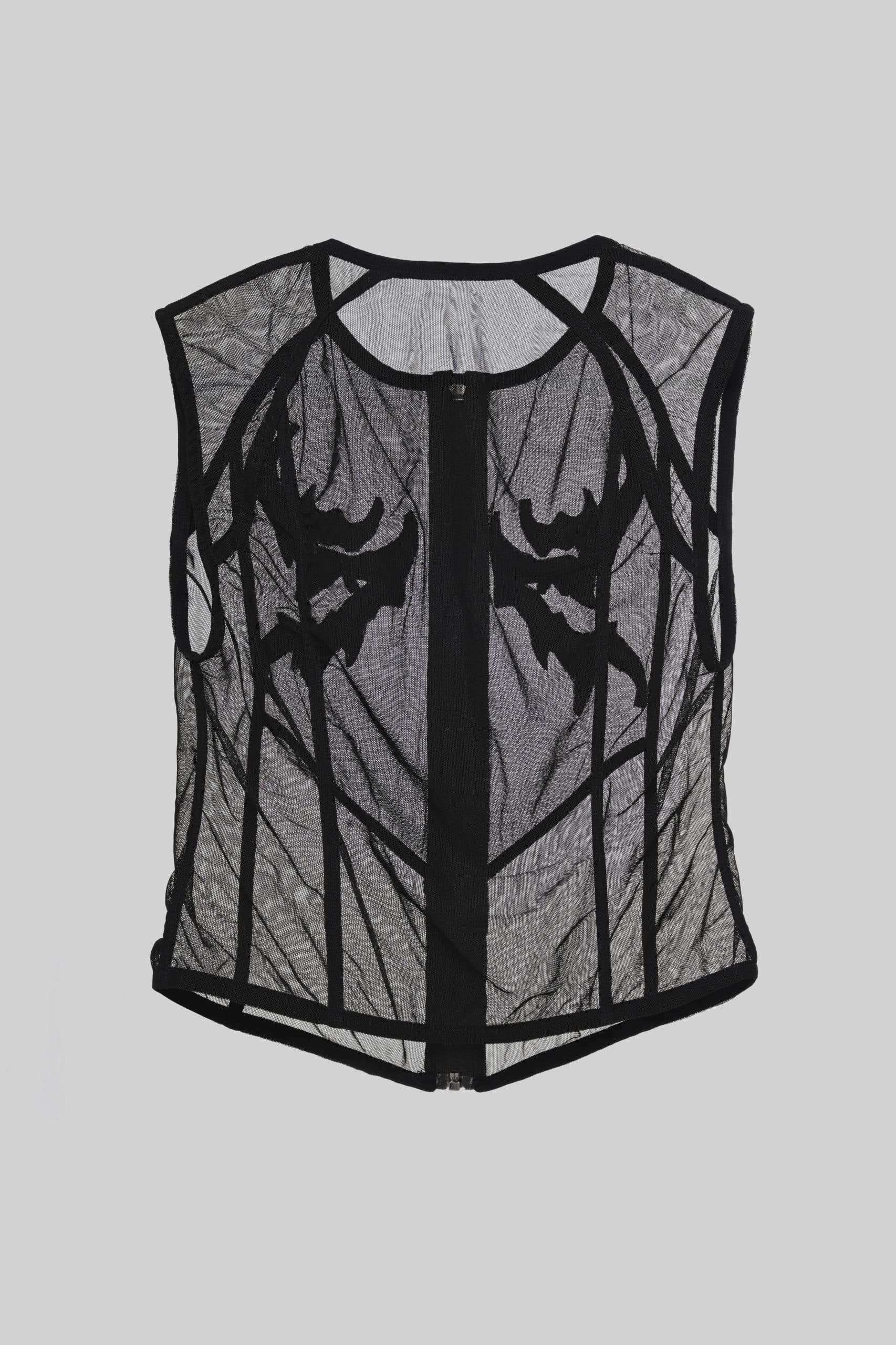 Sheer black vest blouse