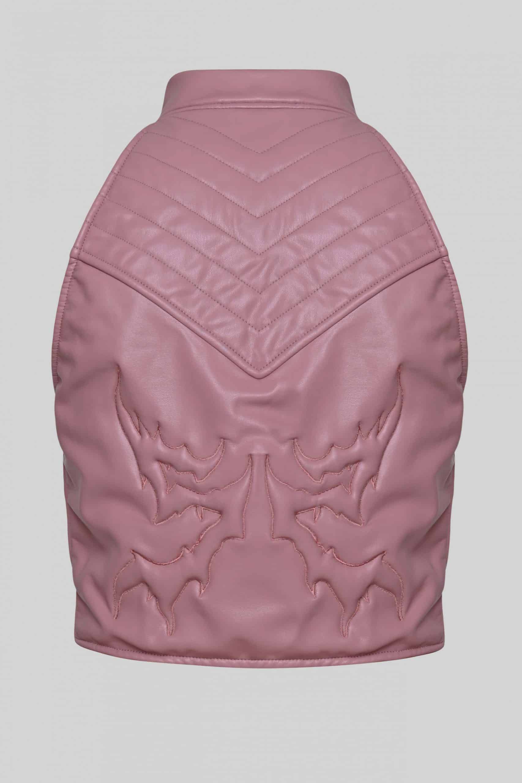 Pink leather halter vest