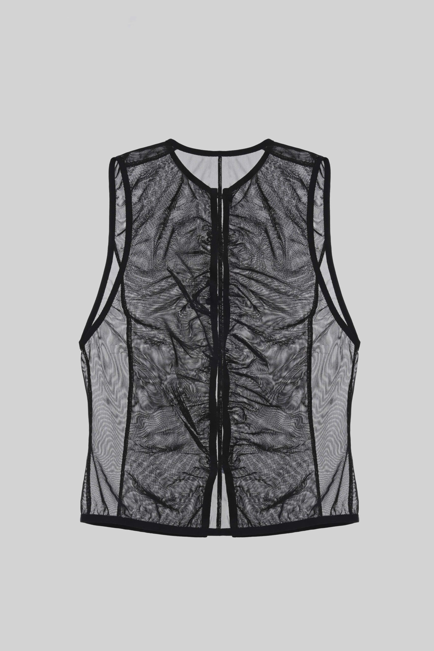 Sheer black nail button blouse