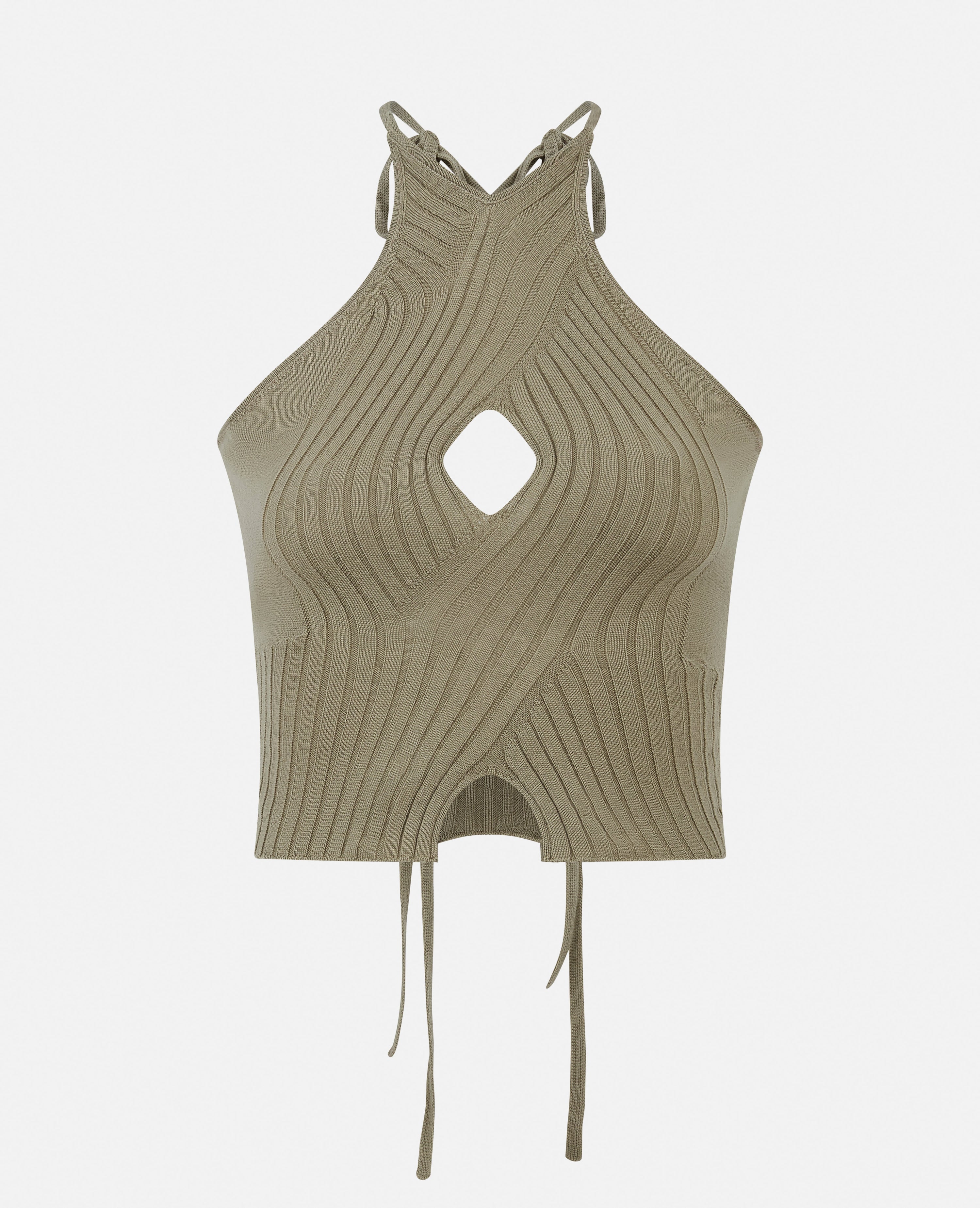 Xl cable knit halterneck top khaki