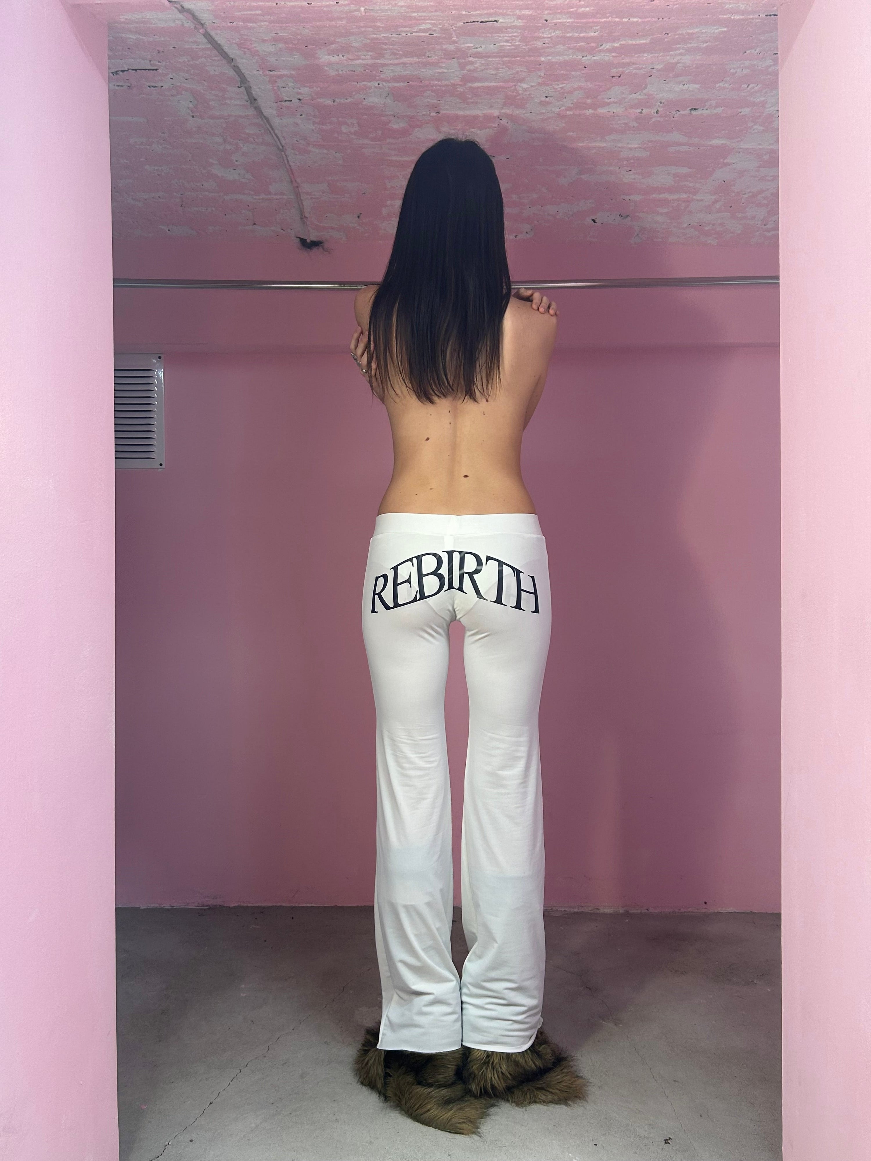 Flared white lounge pants ex-myszka rebirth
