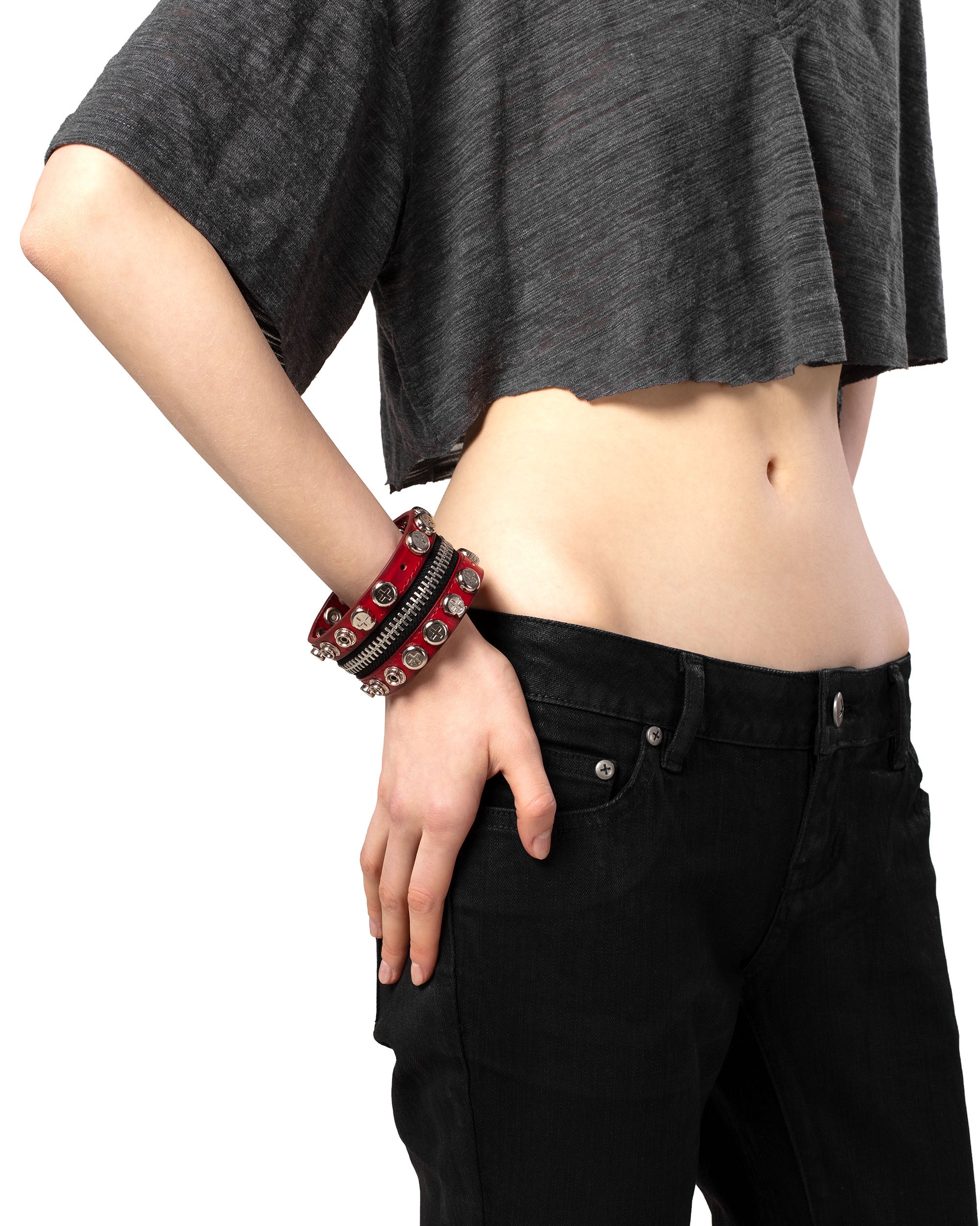 Red split button bracelet