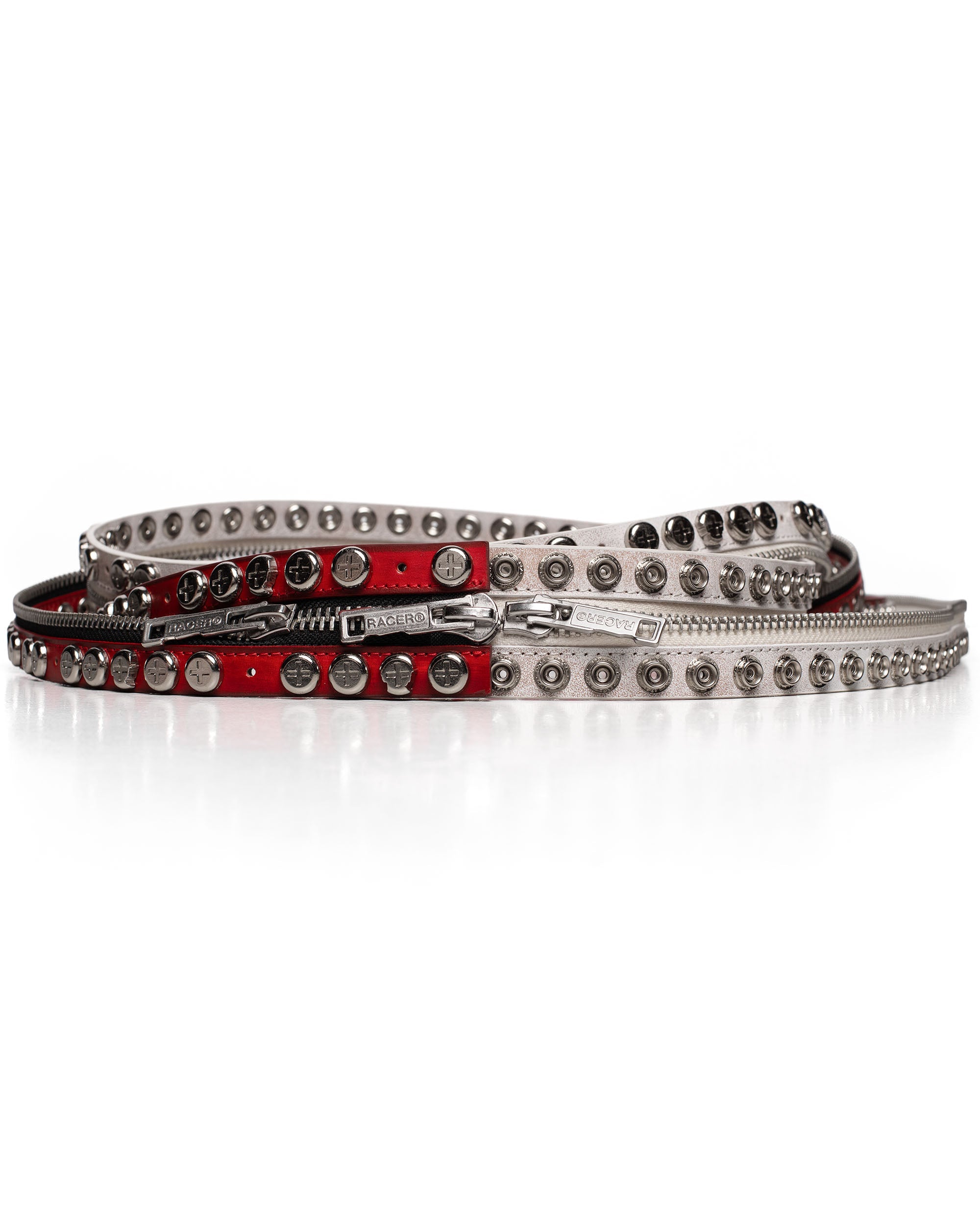 Red split button belt