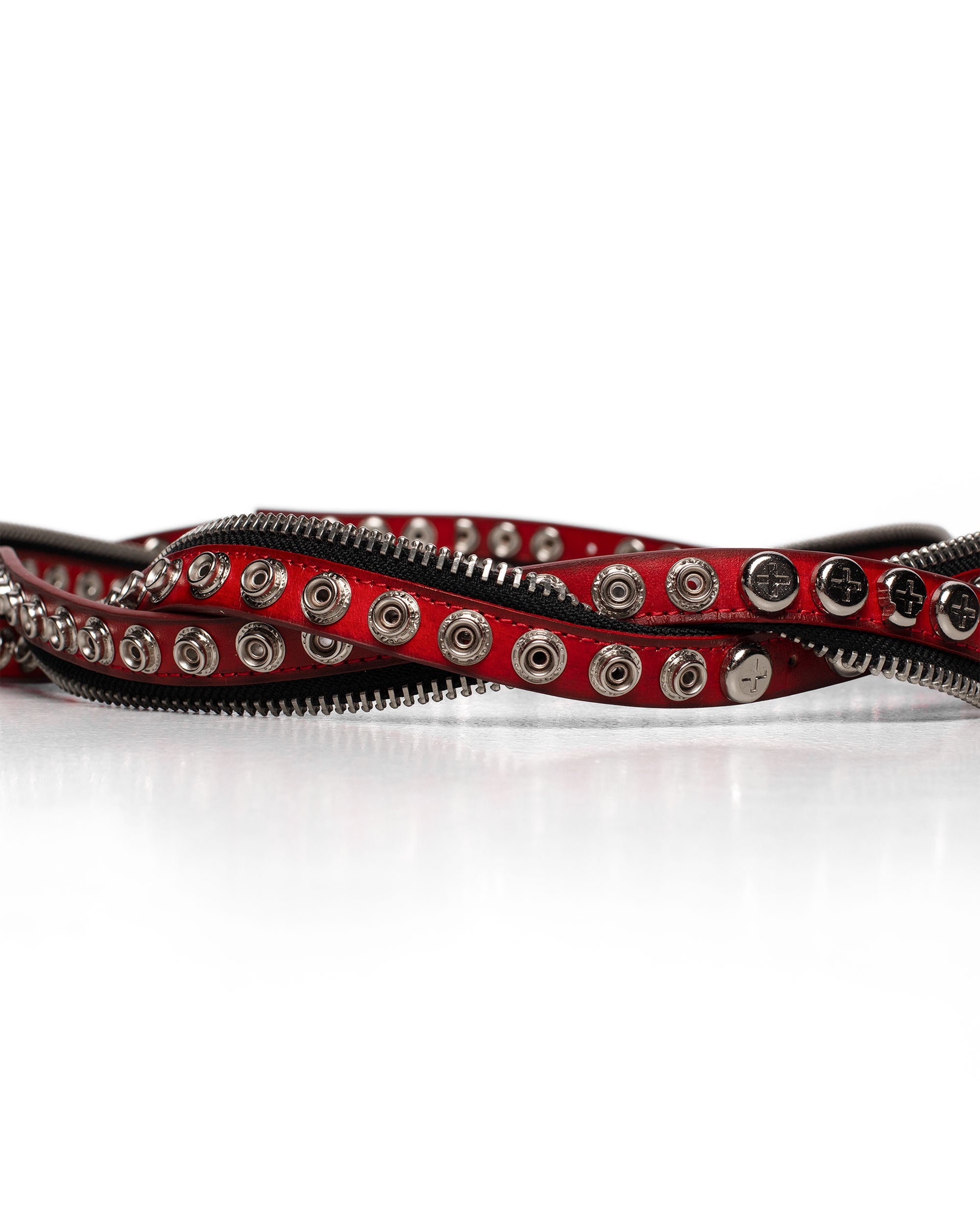Red split button belt
