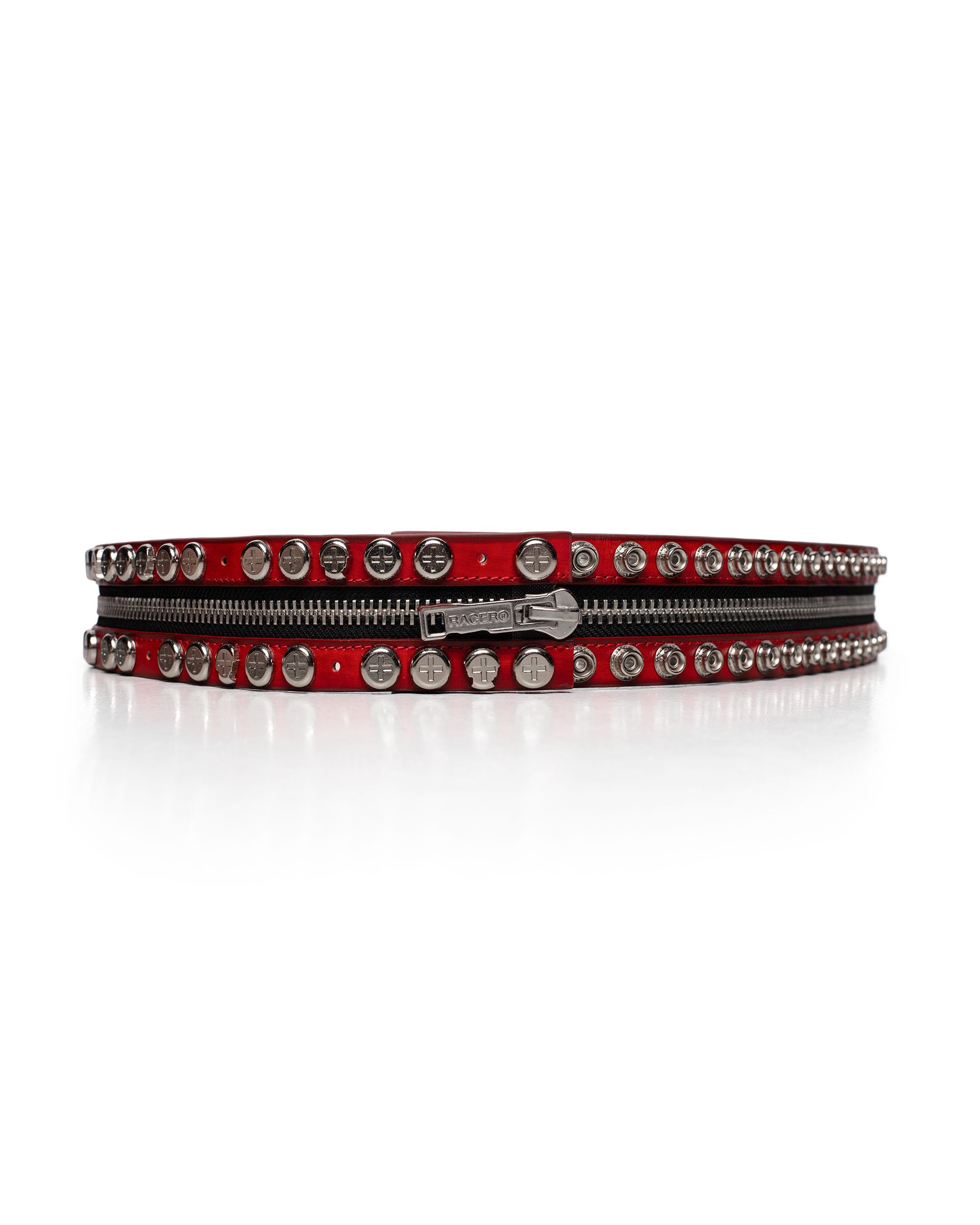 Red split button belt