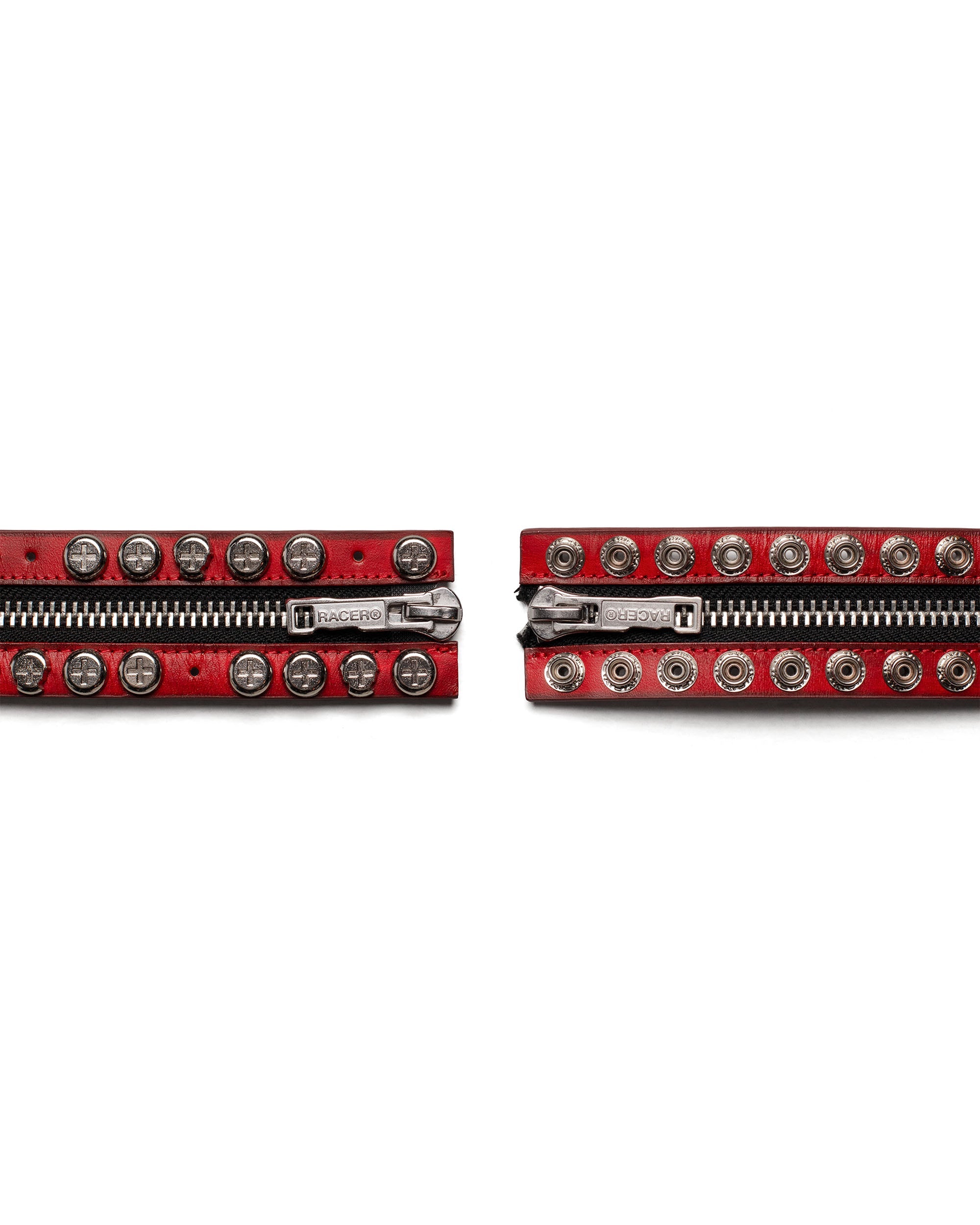Red split button belt