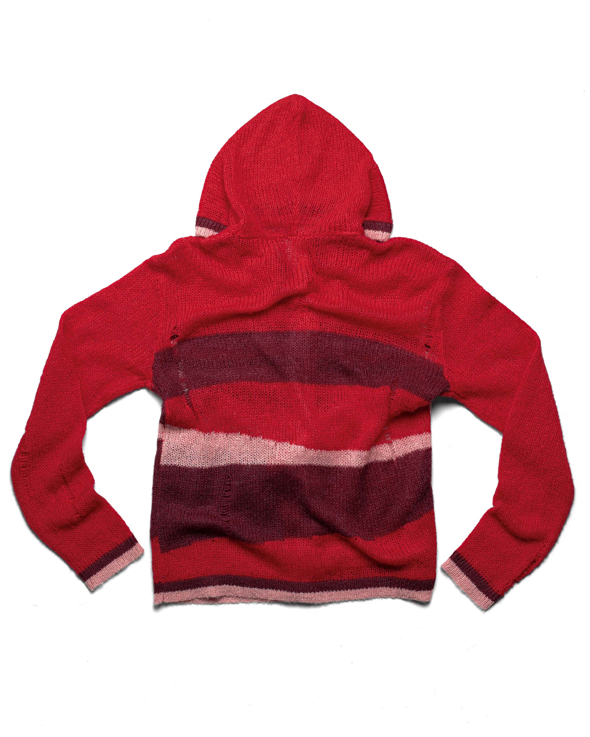 Red hooded cardigan