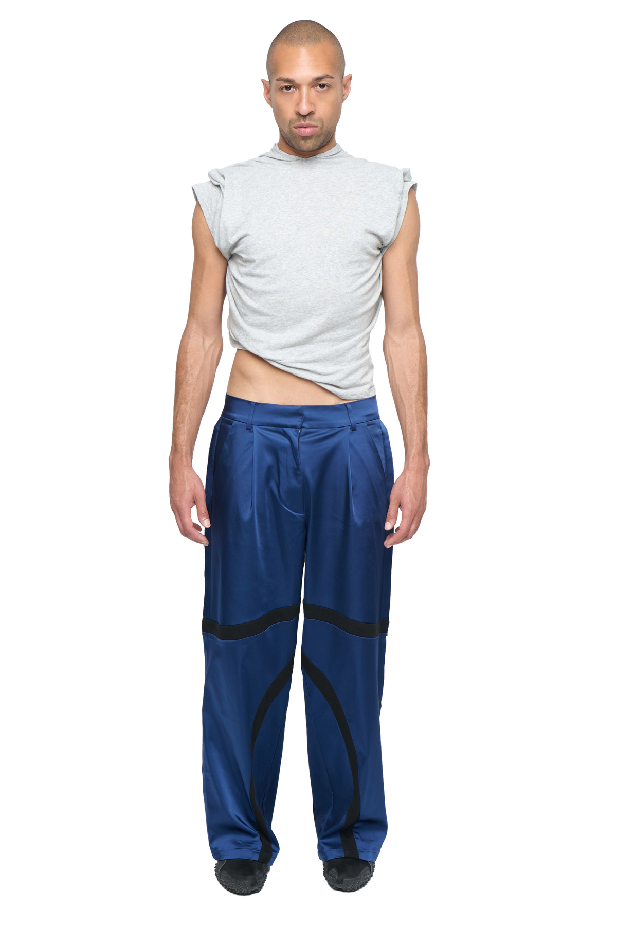 Satin swirl pant - navy