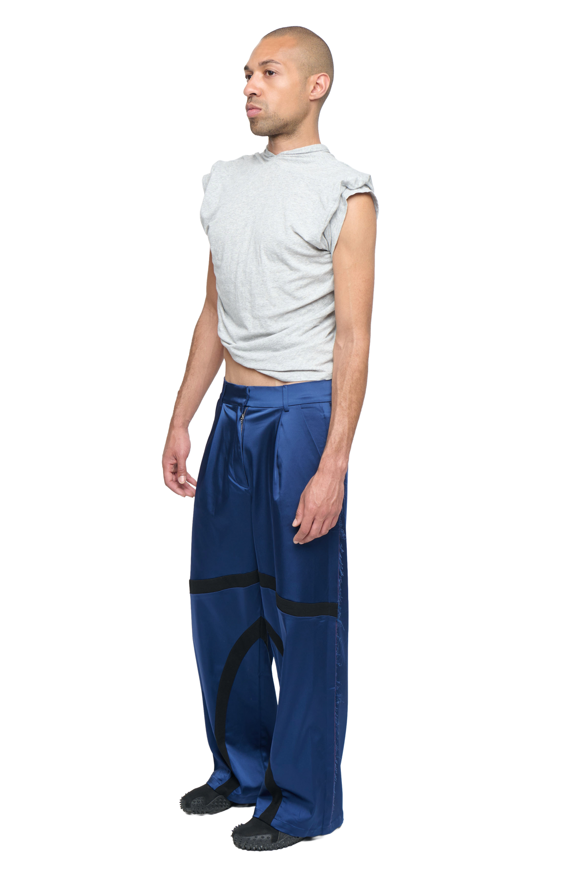 Satin swirl pant - navy