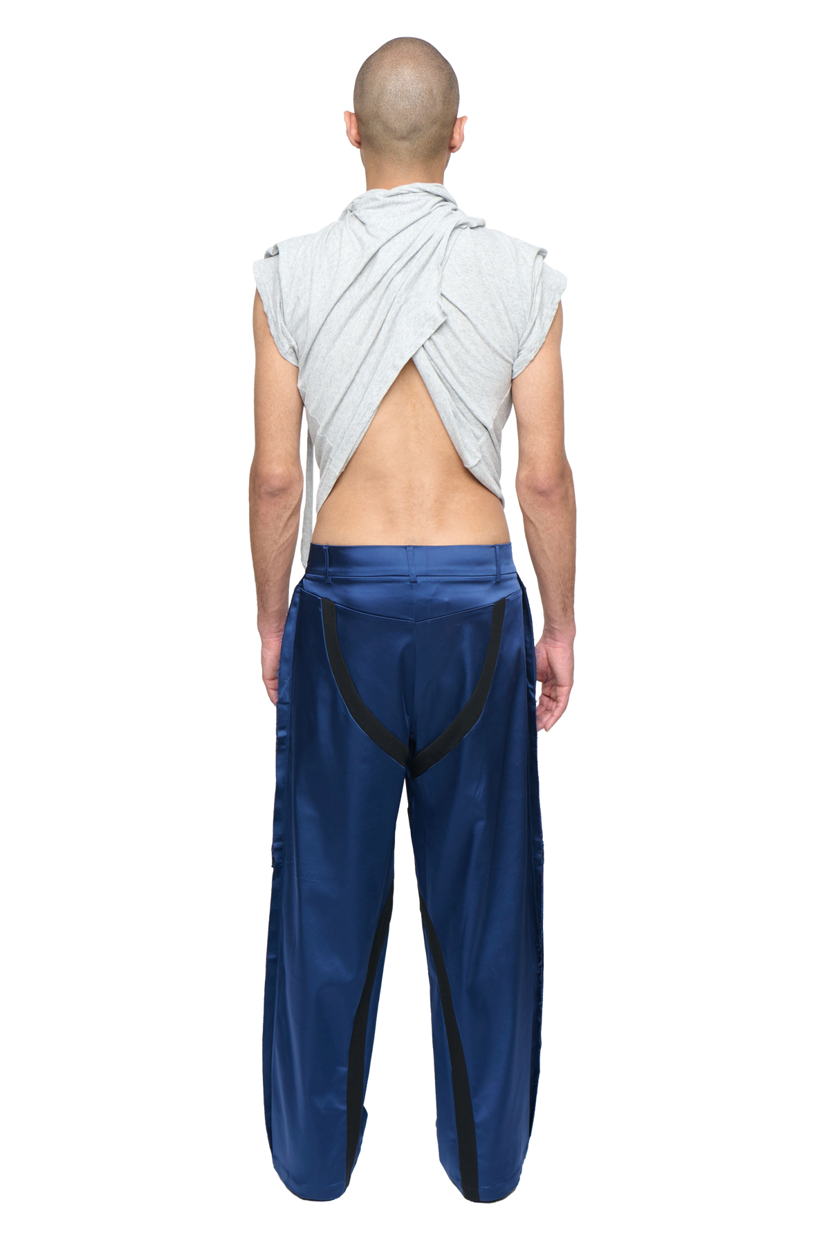 Satin swirl pant - navy