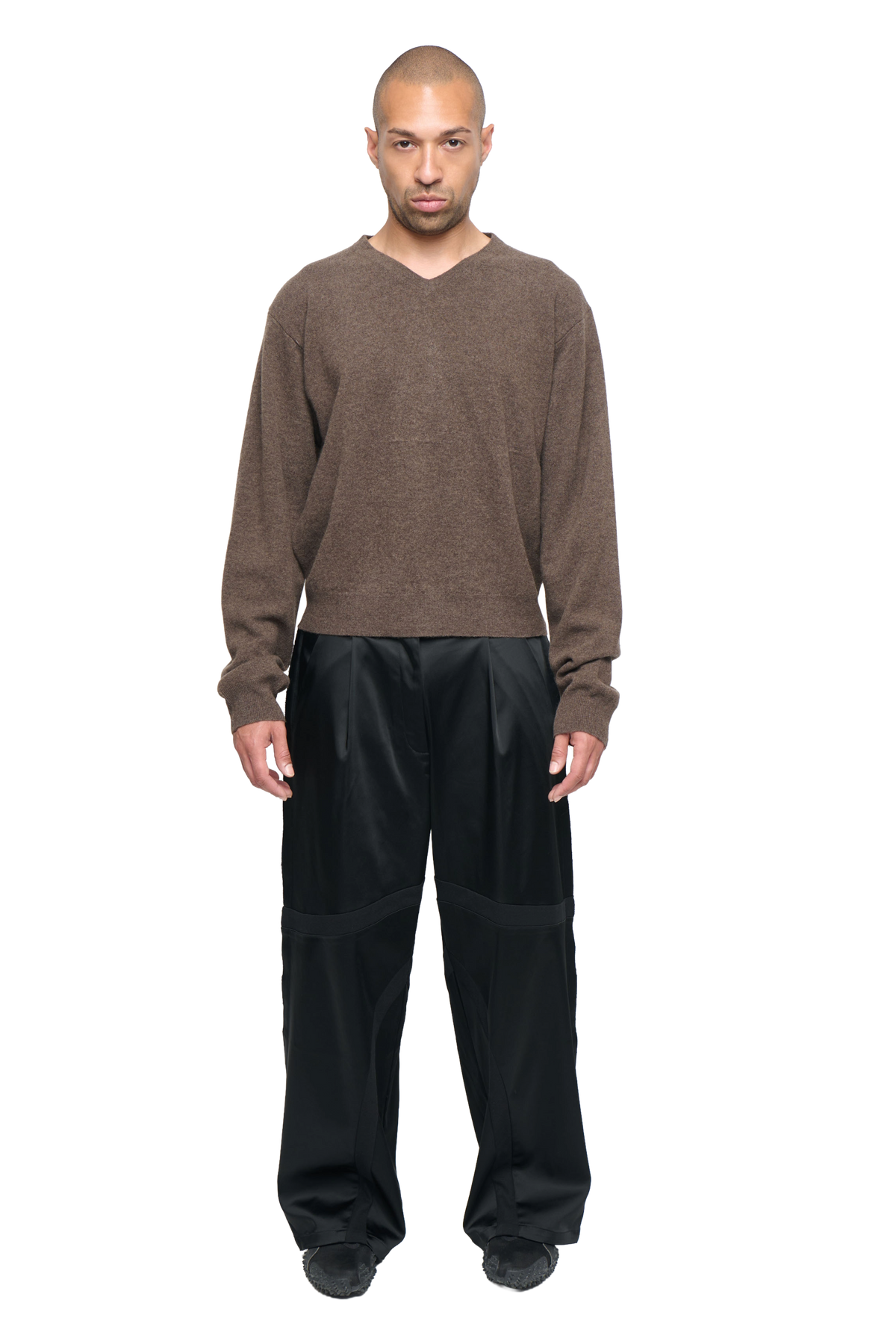 Satin swirl pant - black