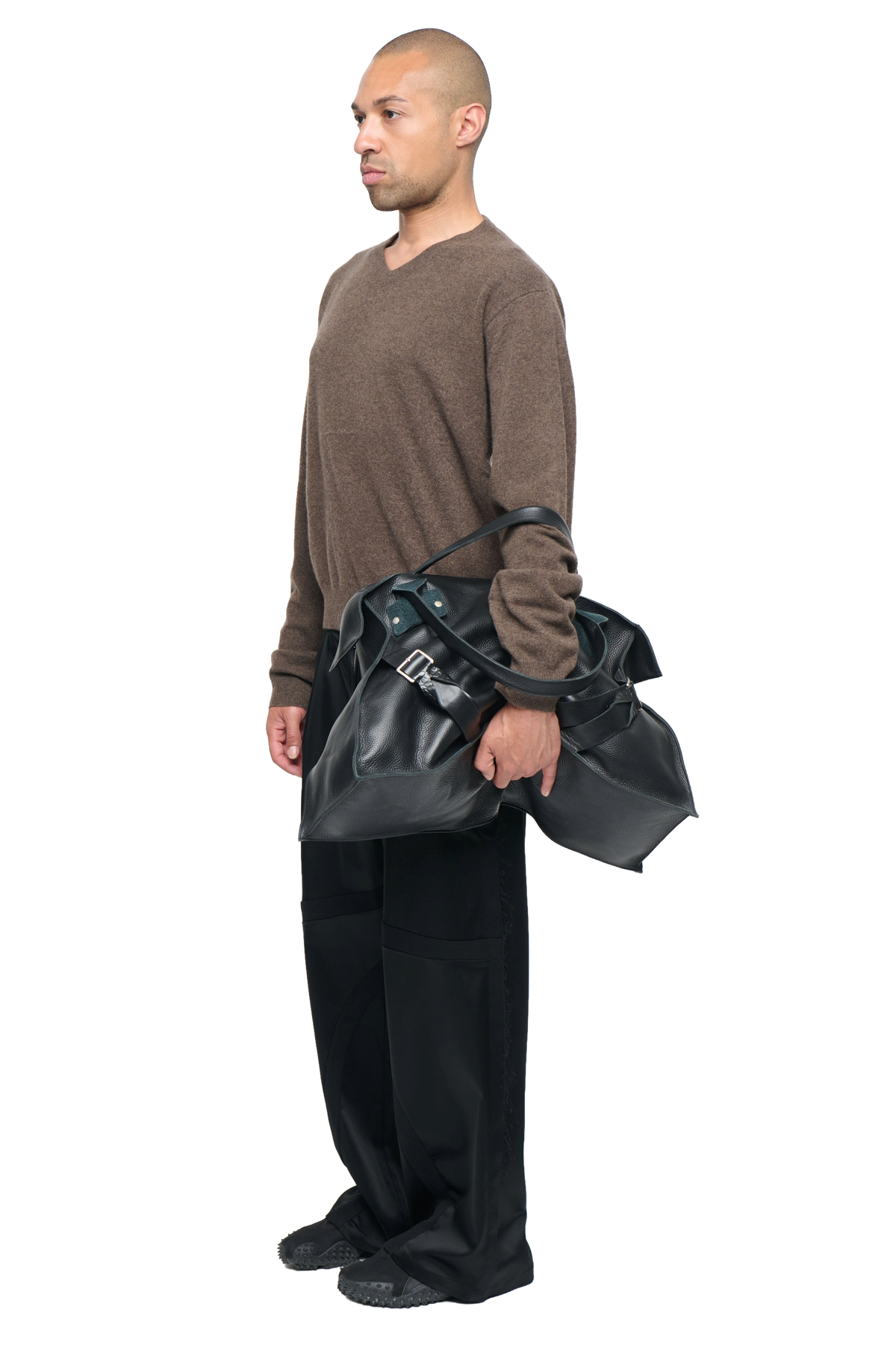 Satin swirl pant - black