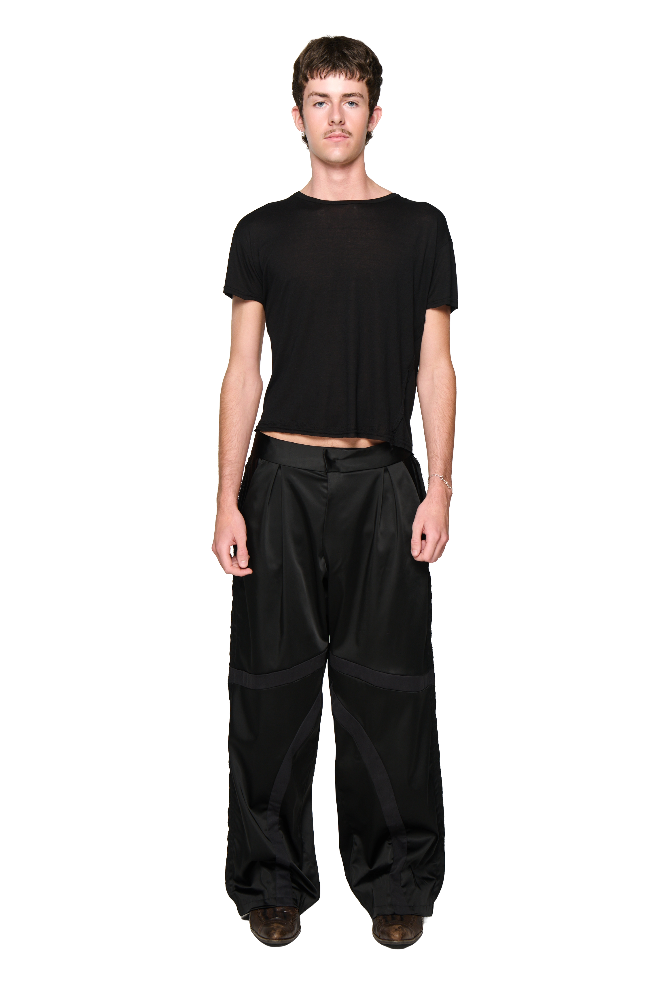 Satin swirl pant - black
