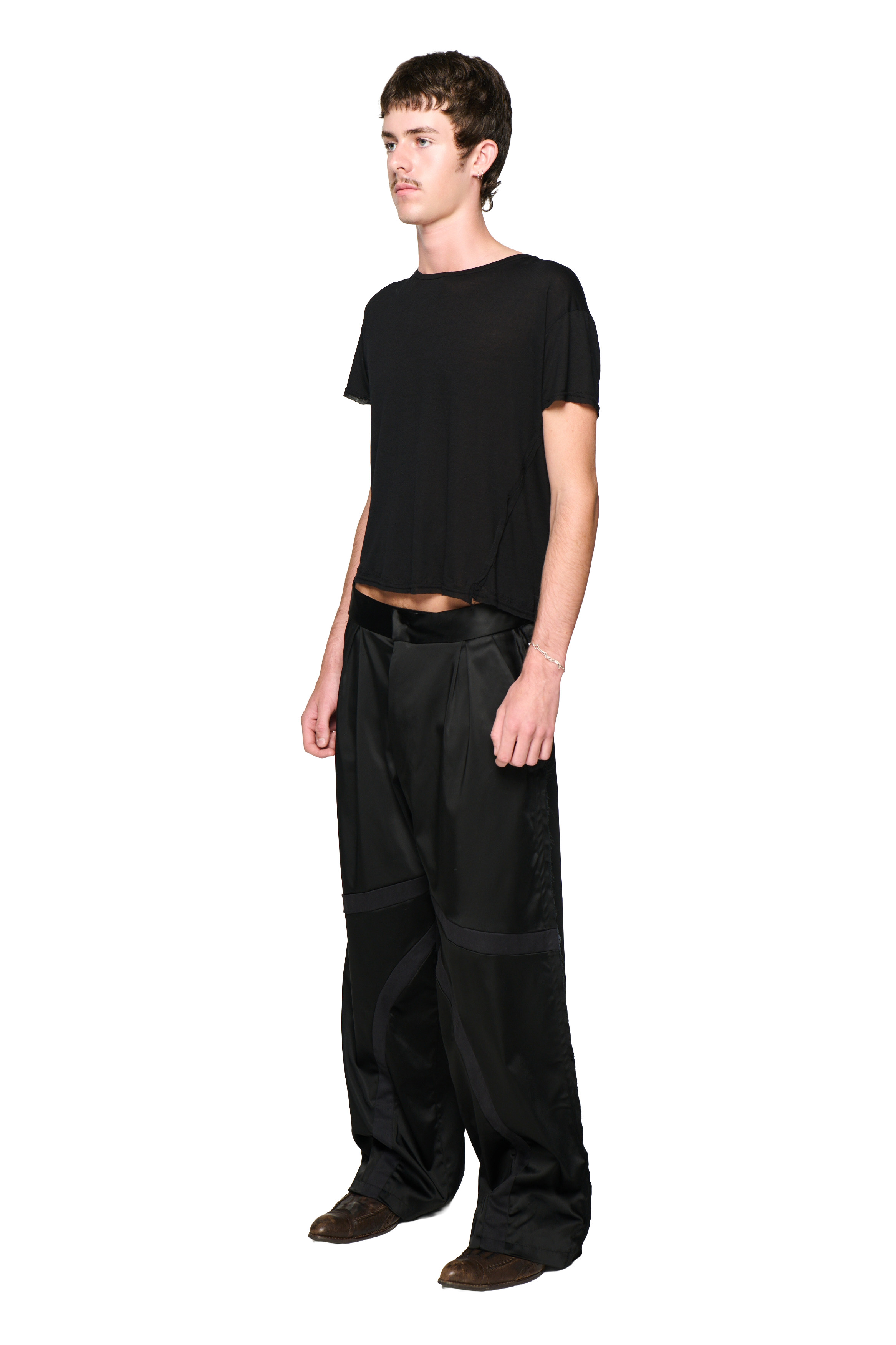 Satin swirl pant - black