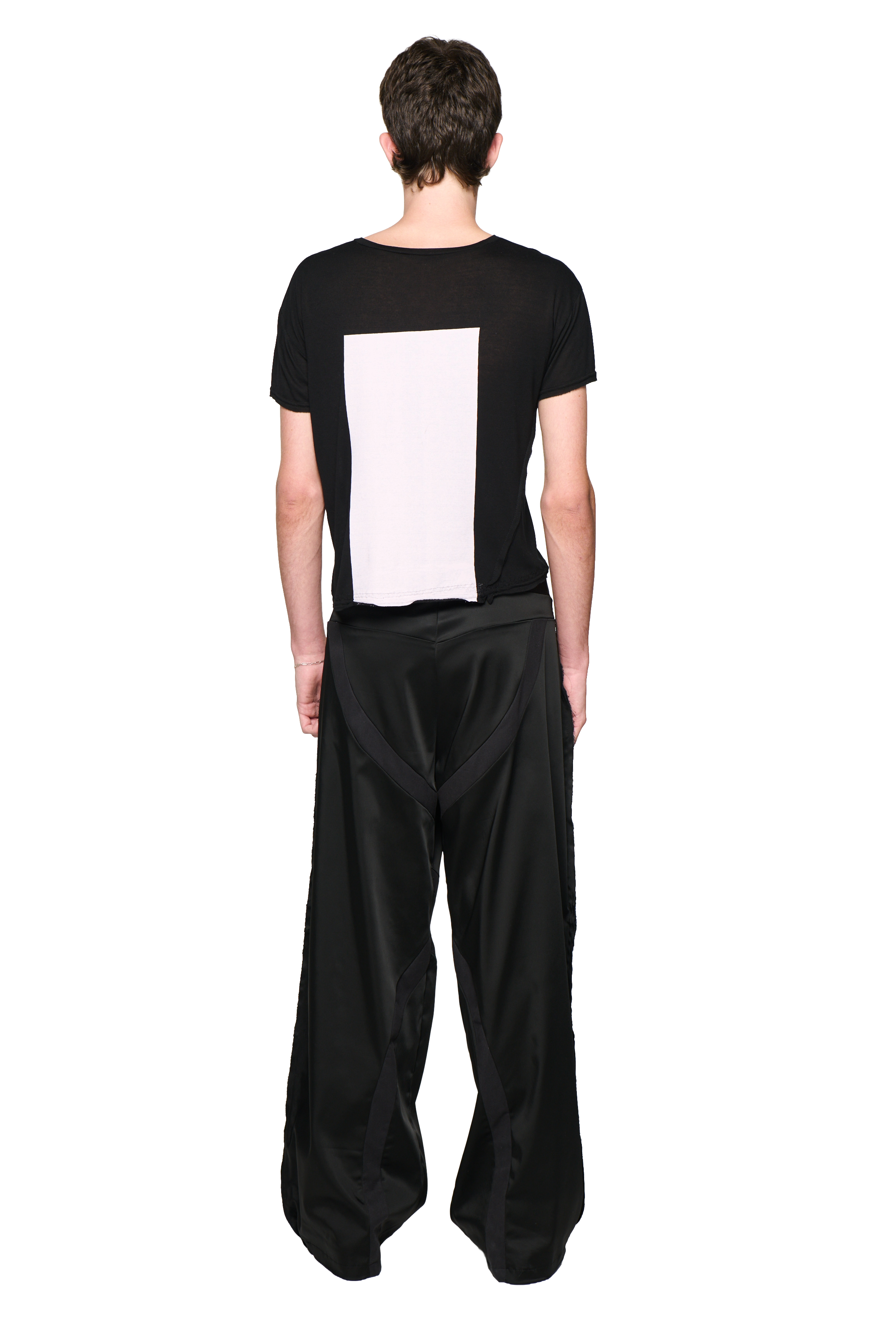 Satin swirl pant - black