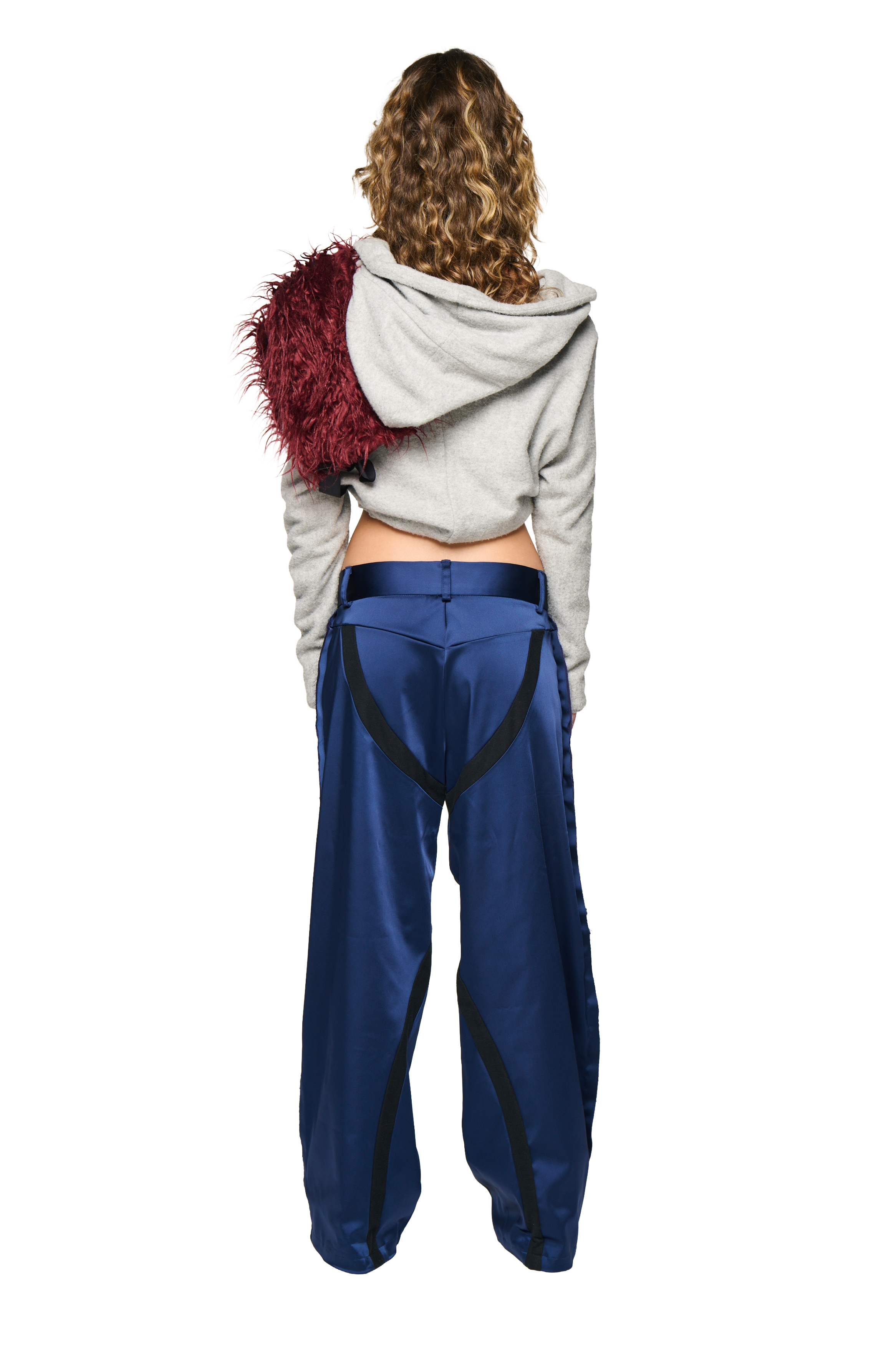 Satin swirl pant - navy
