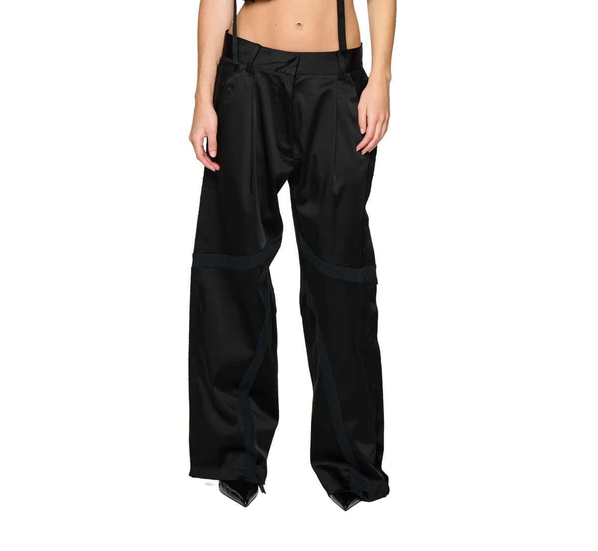 Satin swirl pant - black