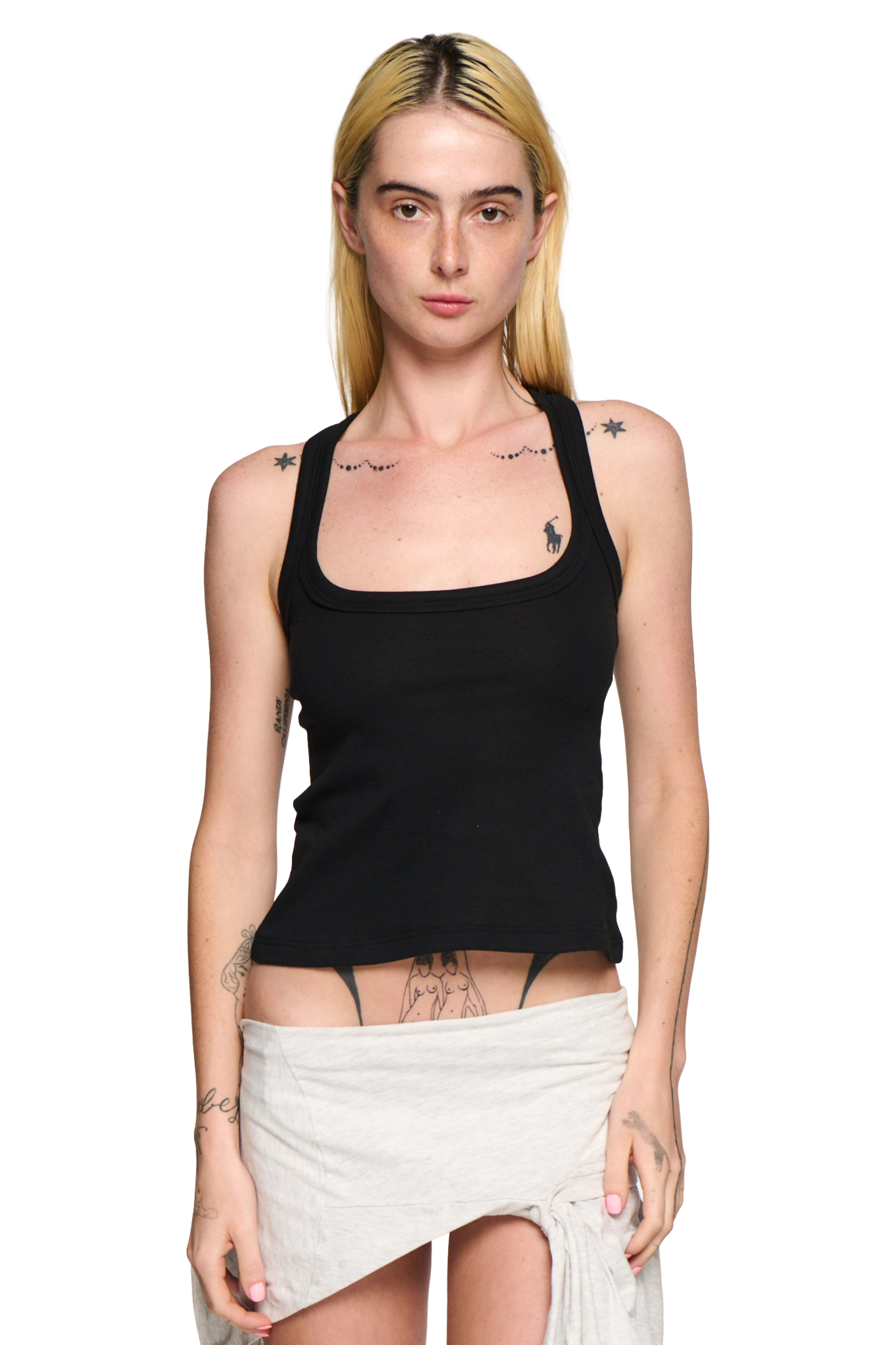 Scoop neck tank - black