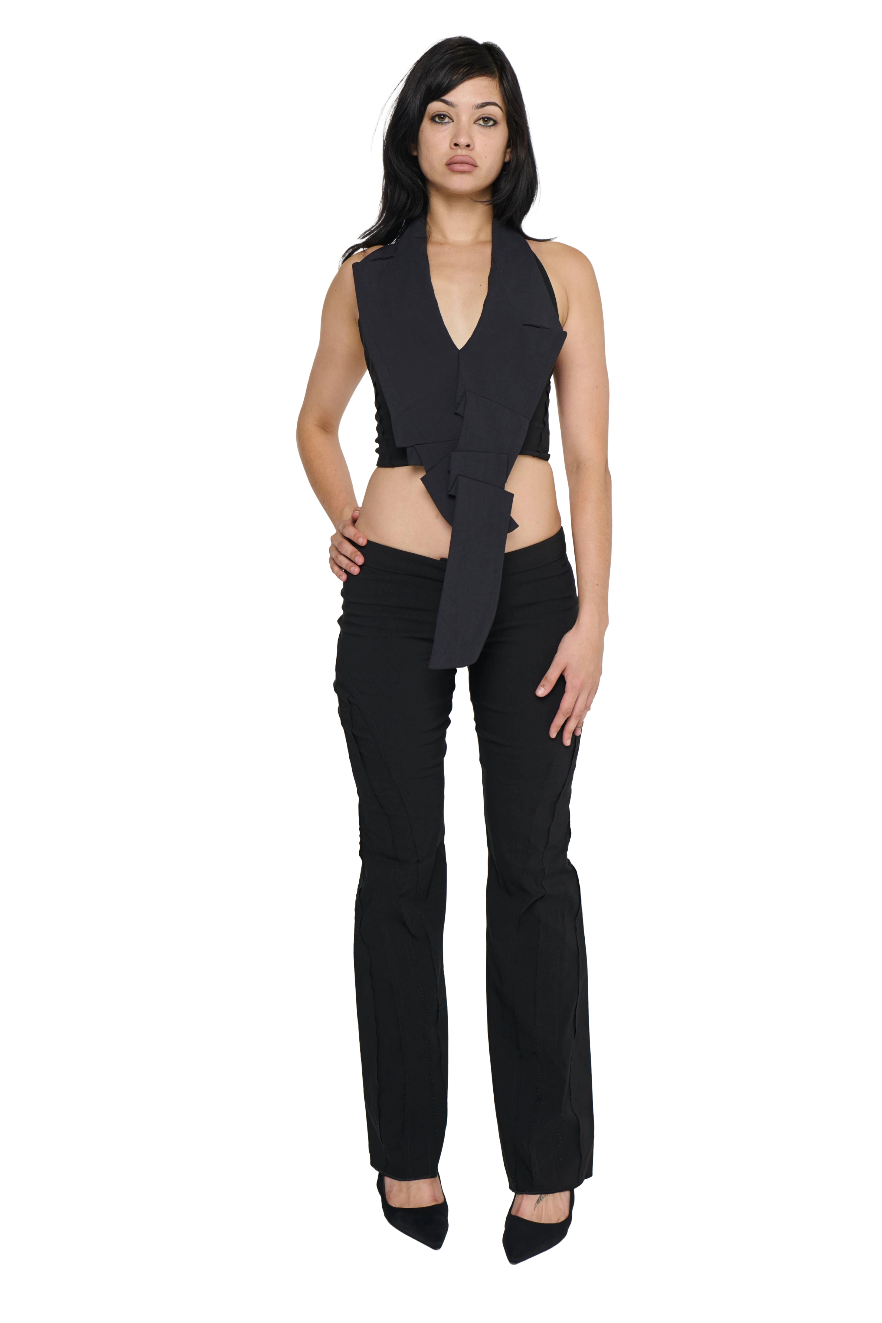 Tuxedo halter vest - black