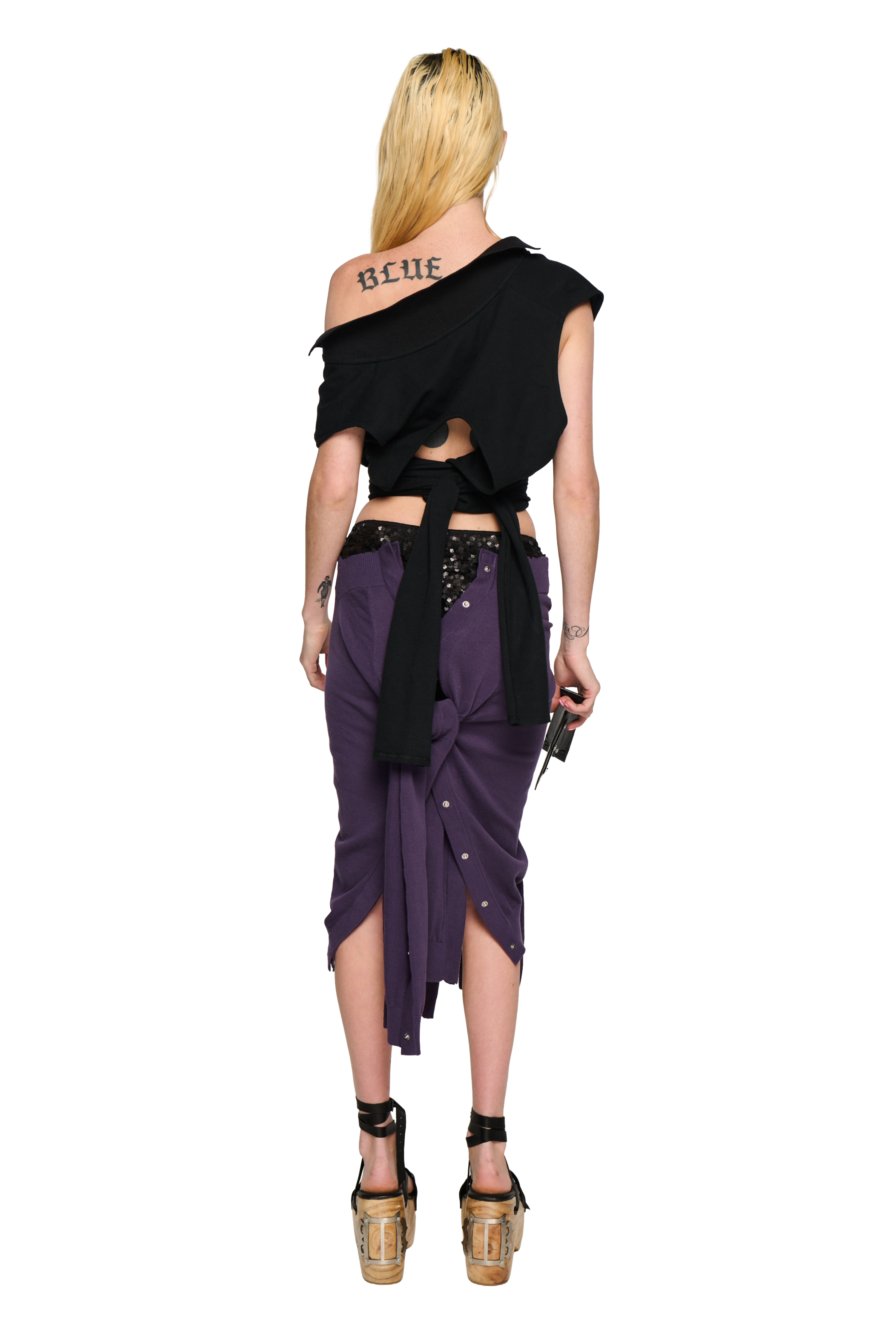 Twisted knitted skirt - purple