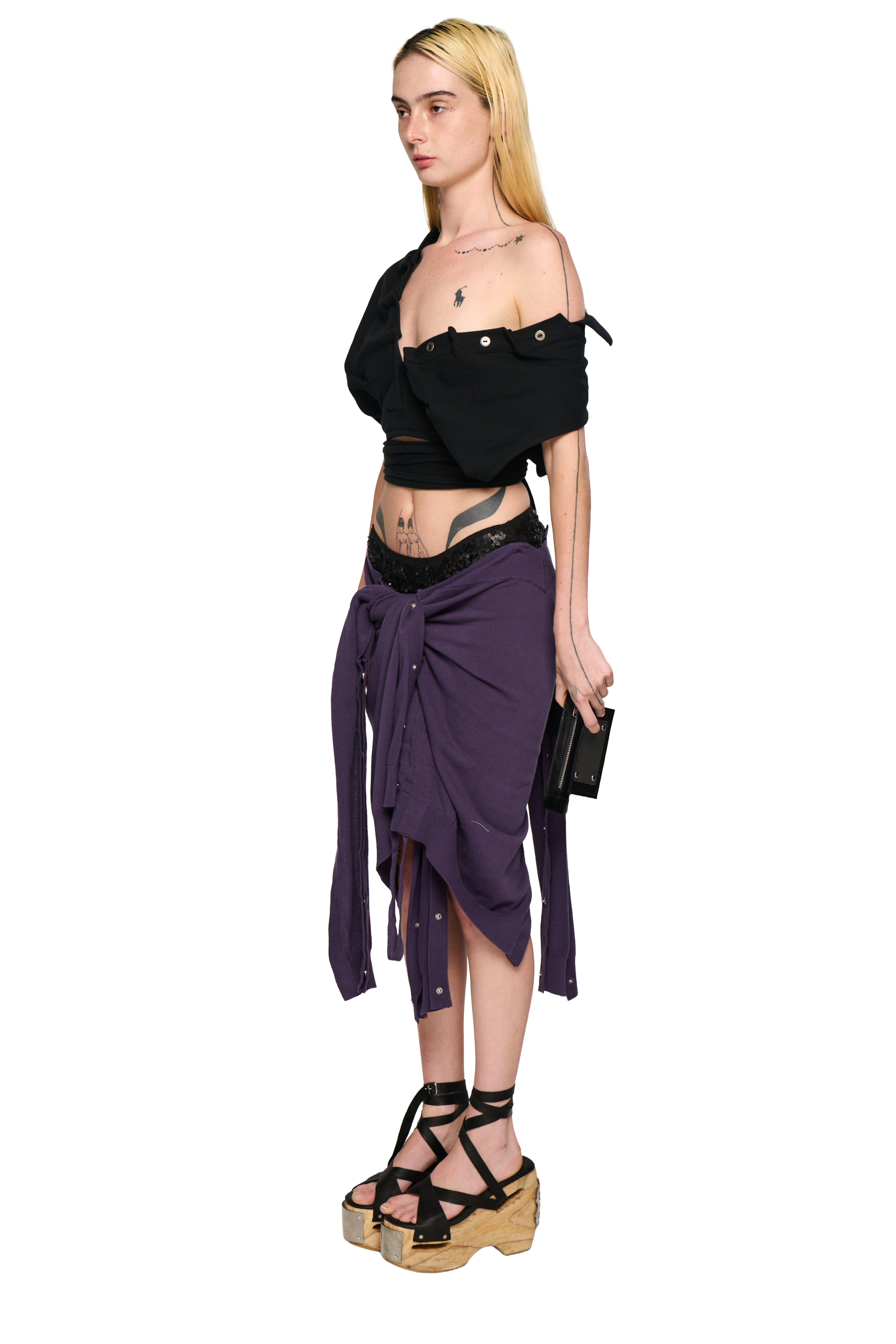 Twisted knitted skirt - purple