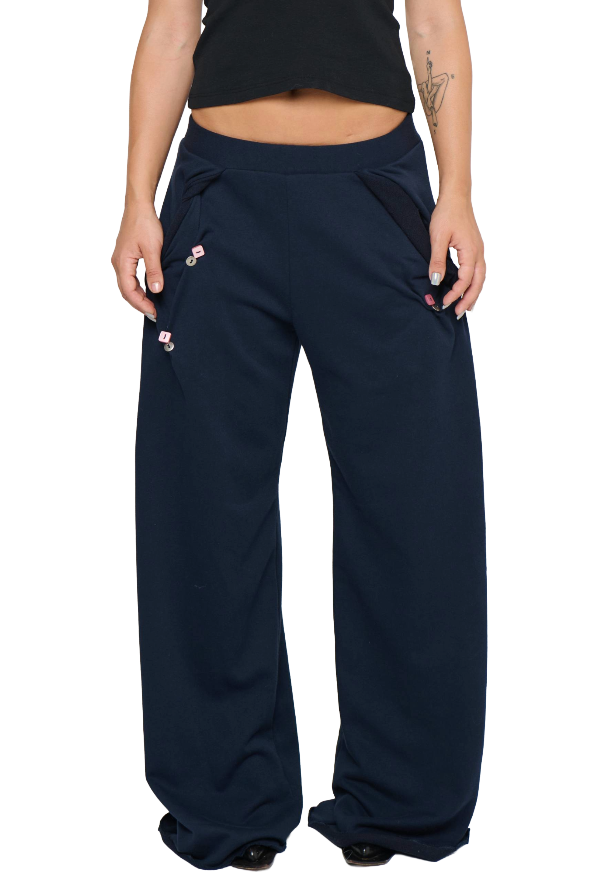 Button twist pant - navy