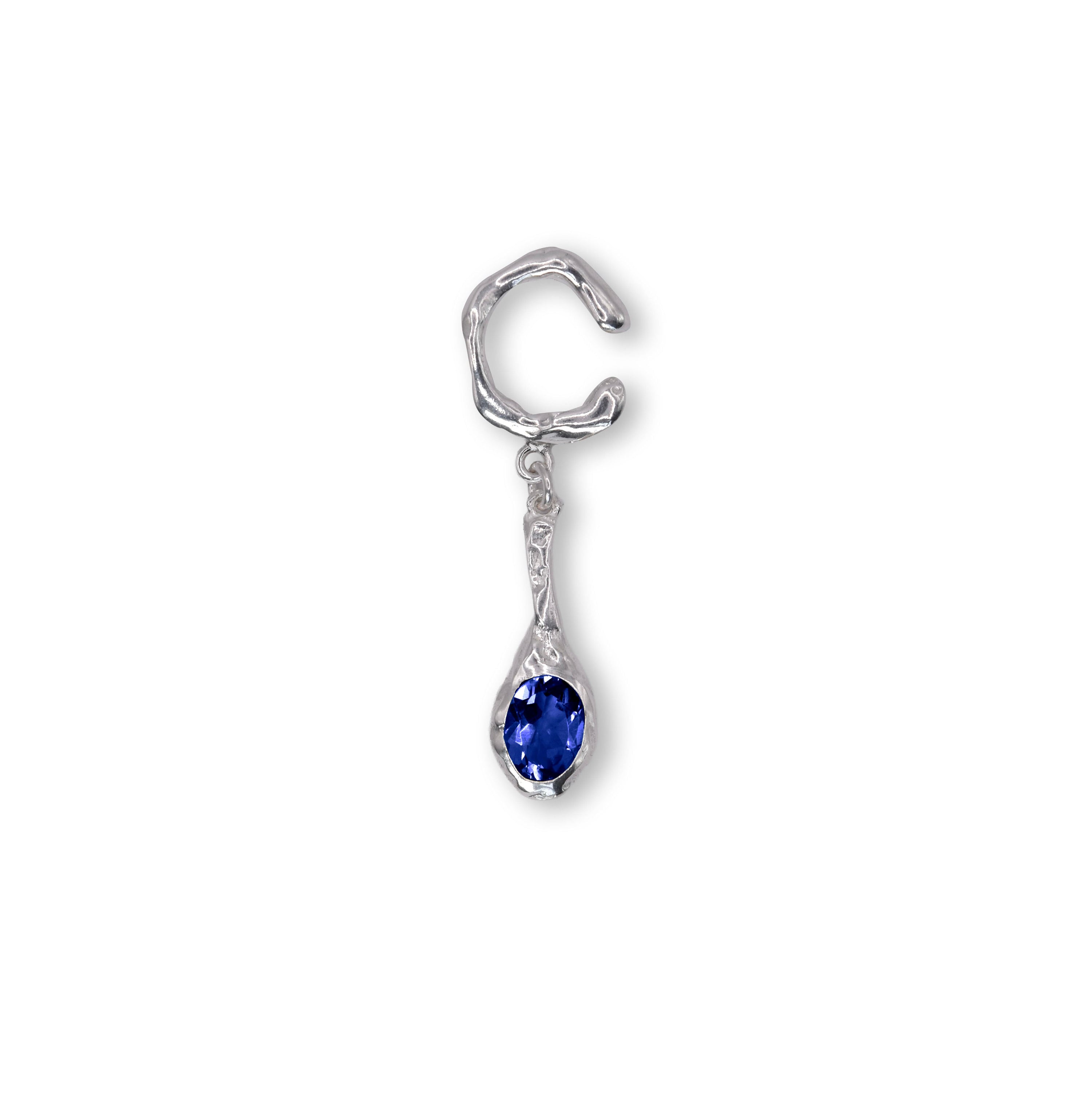 Fusion drop ear-cuff sapphire