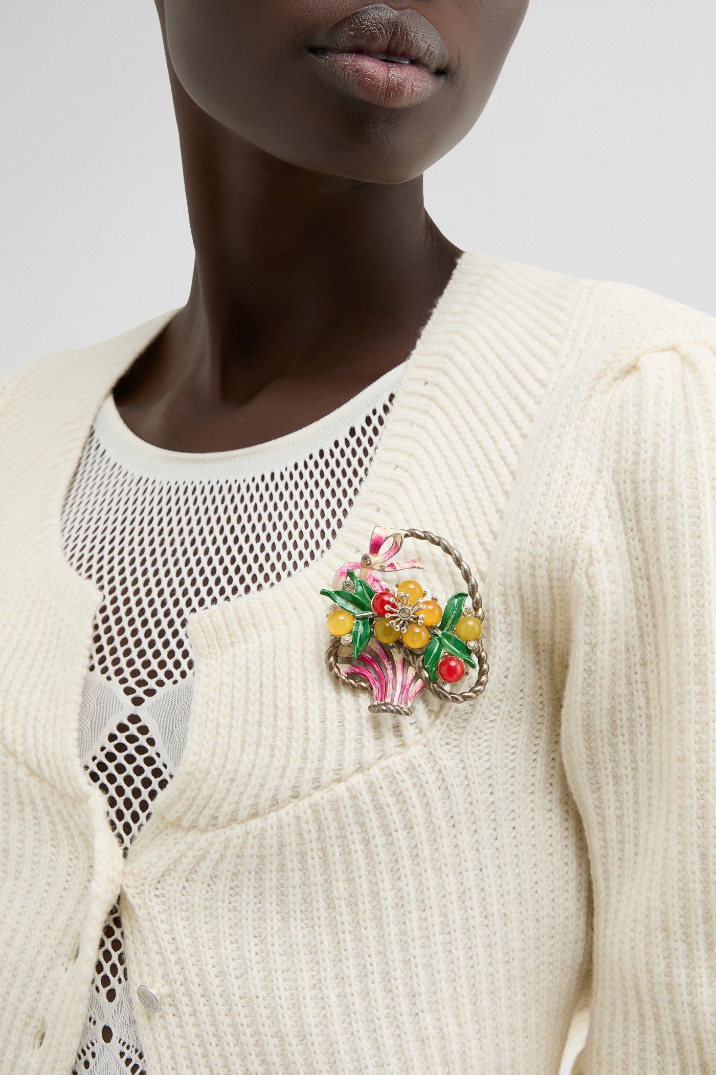 Flower basket brooch