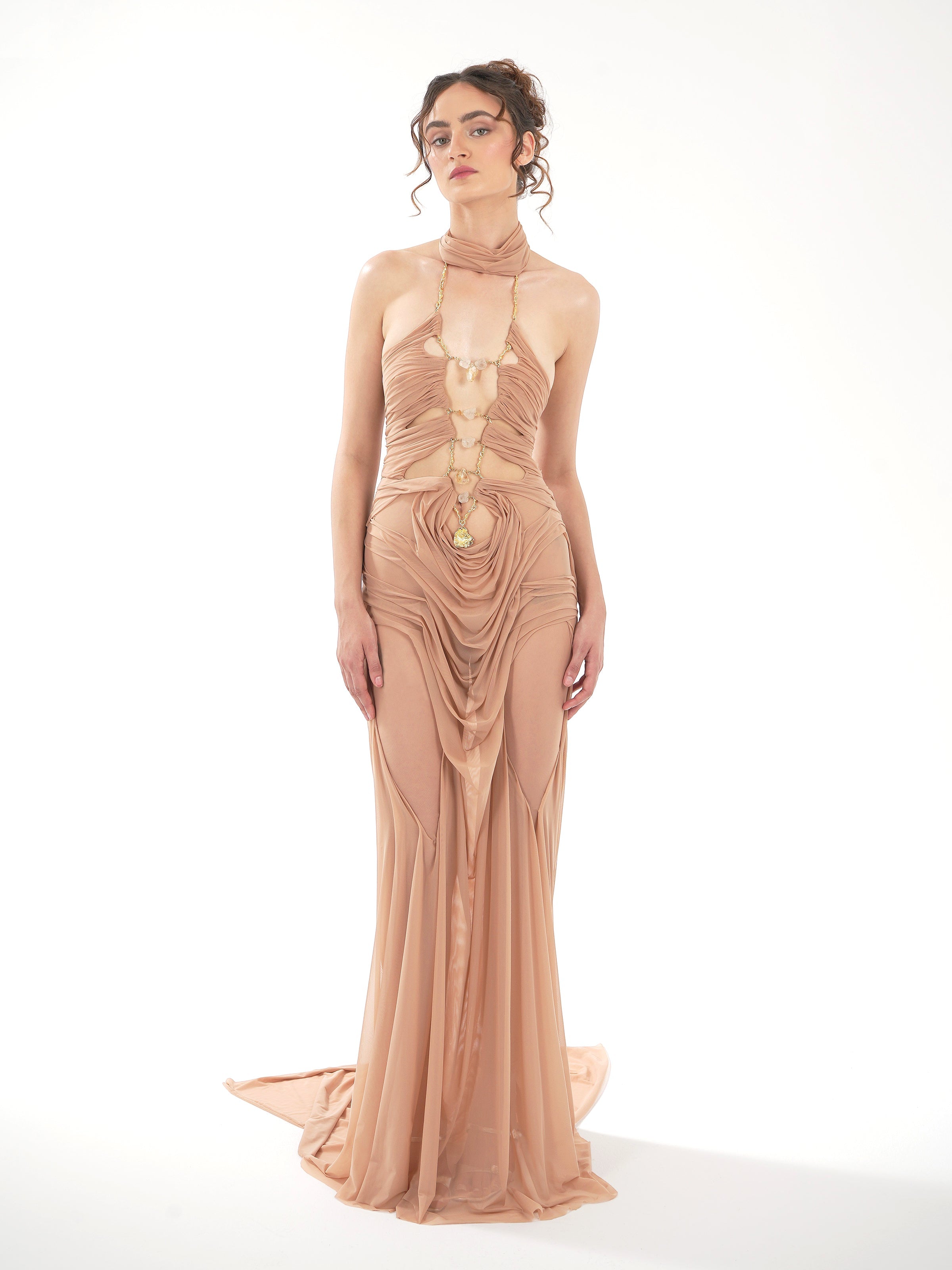 Nude venus wetlook dress