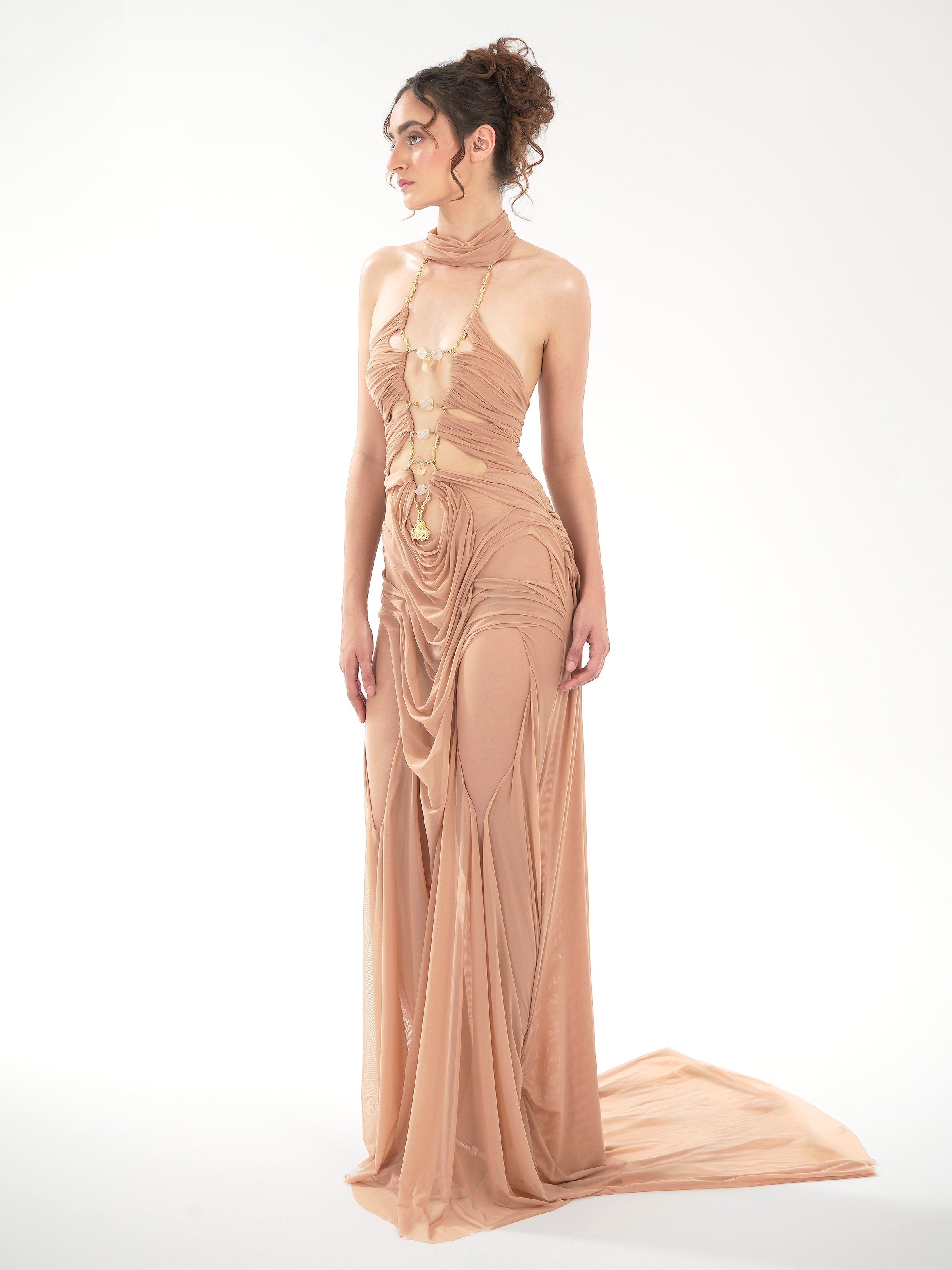 Nude venus wetlook dress