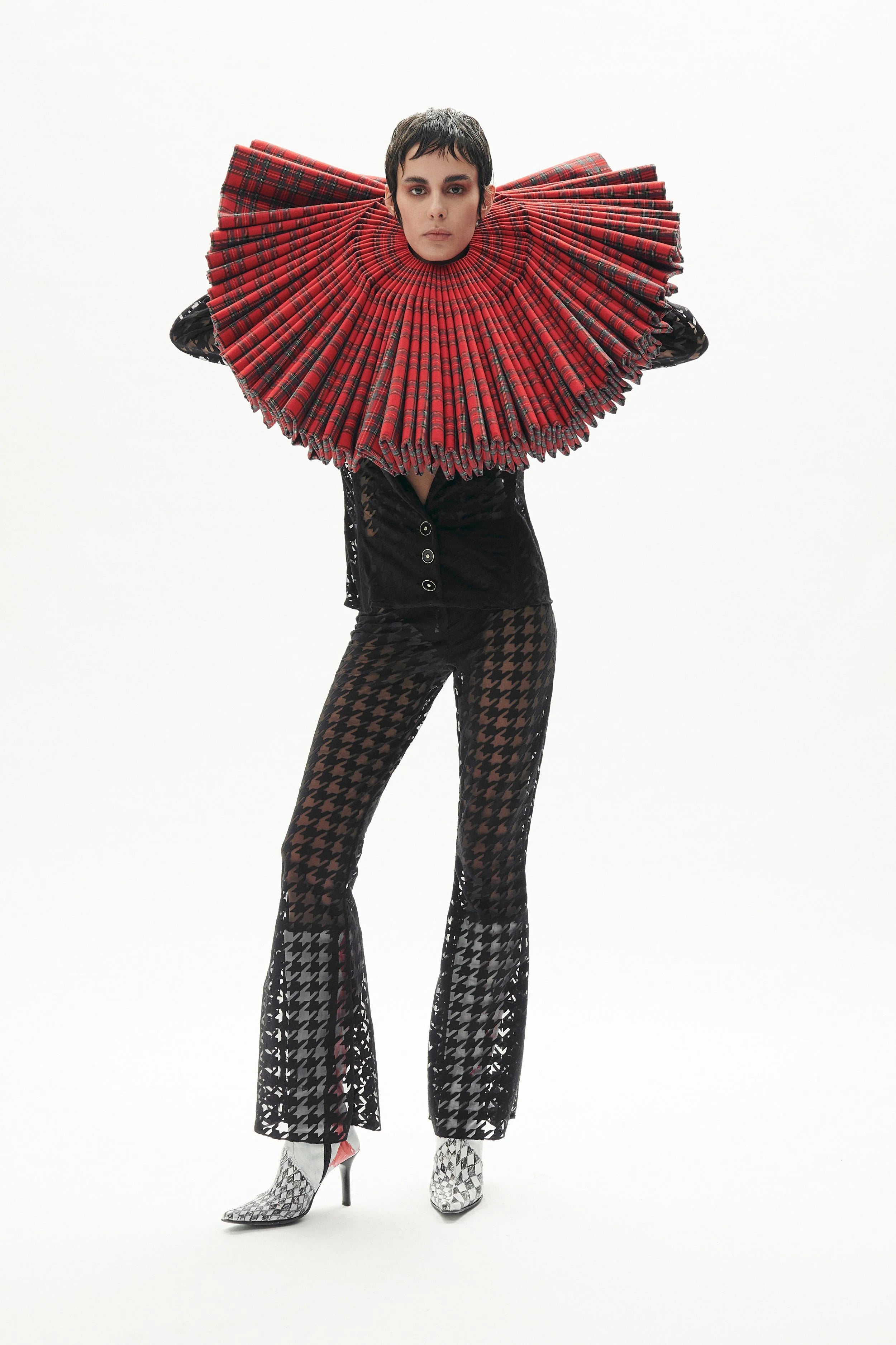 Collerette tartan rouge